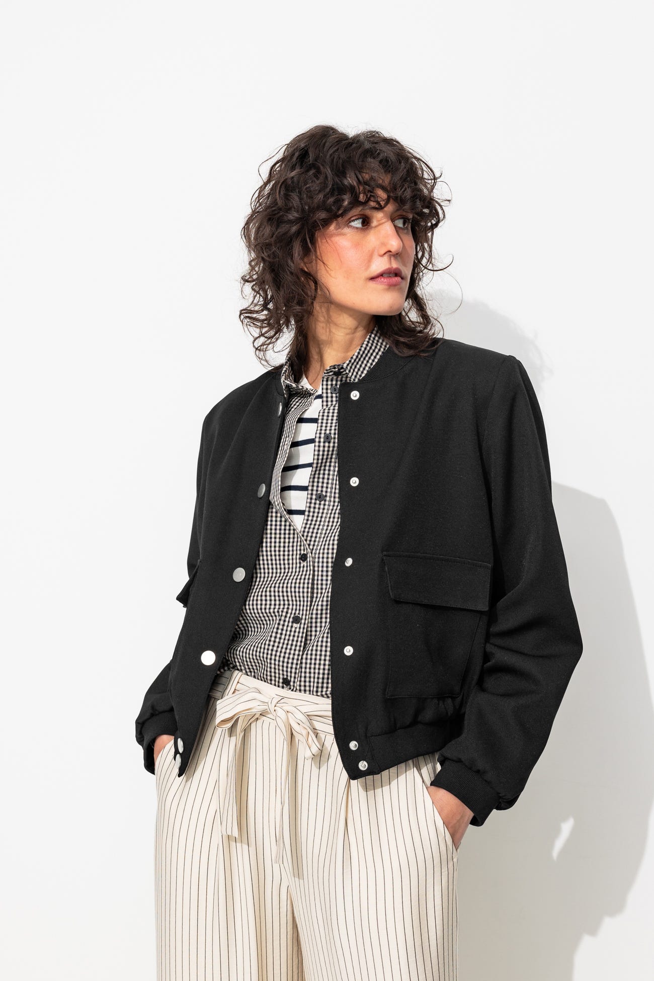 Bomber épaulé uni Femme