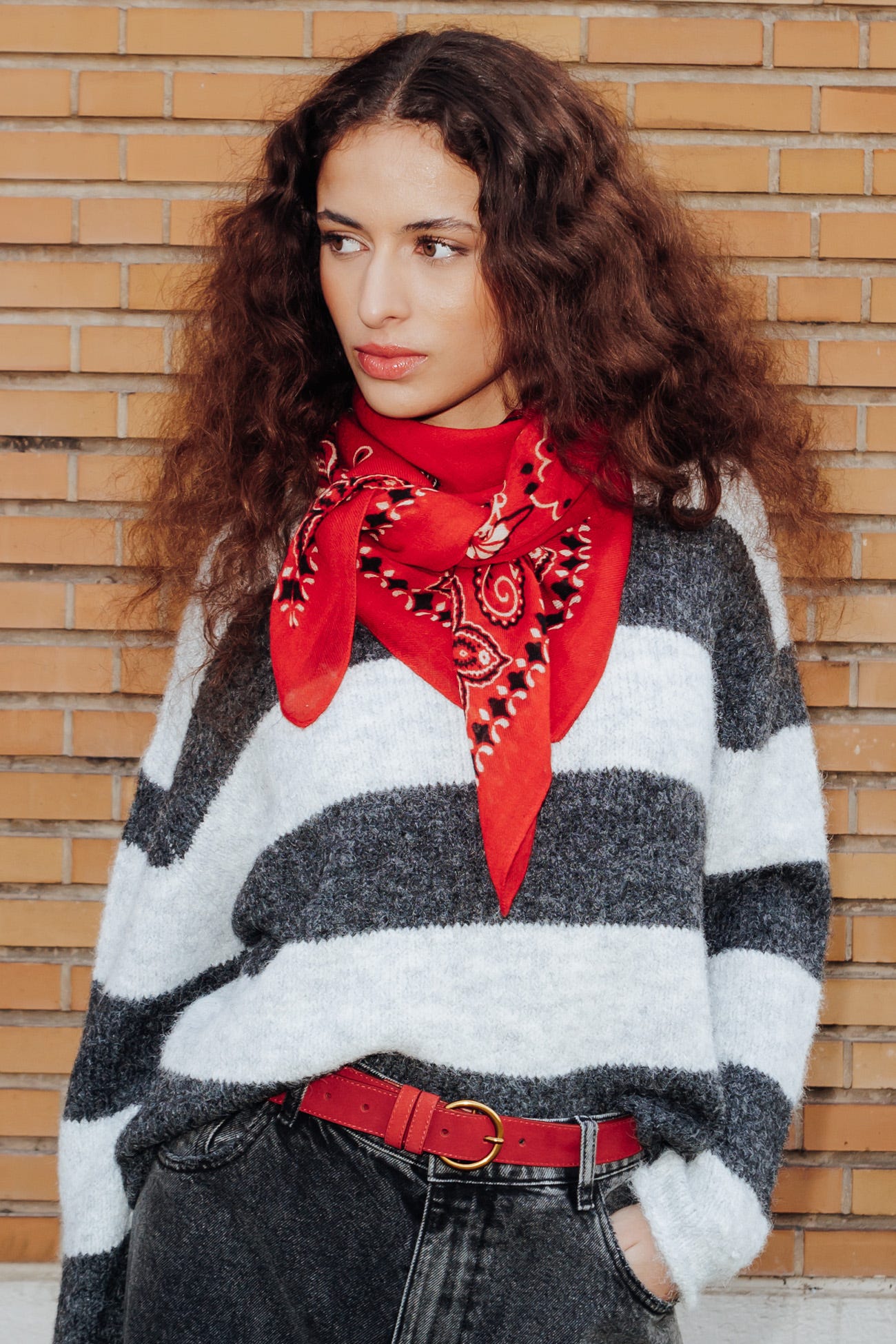 Grand foulard bandana en laine