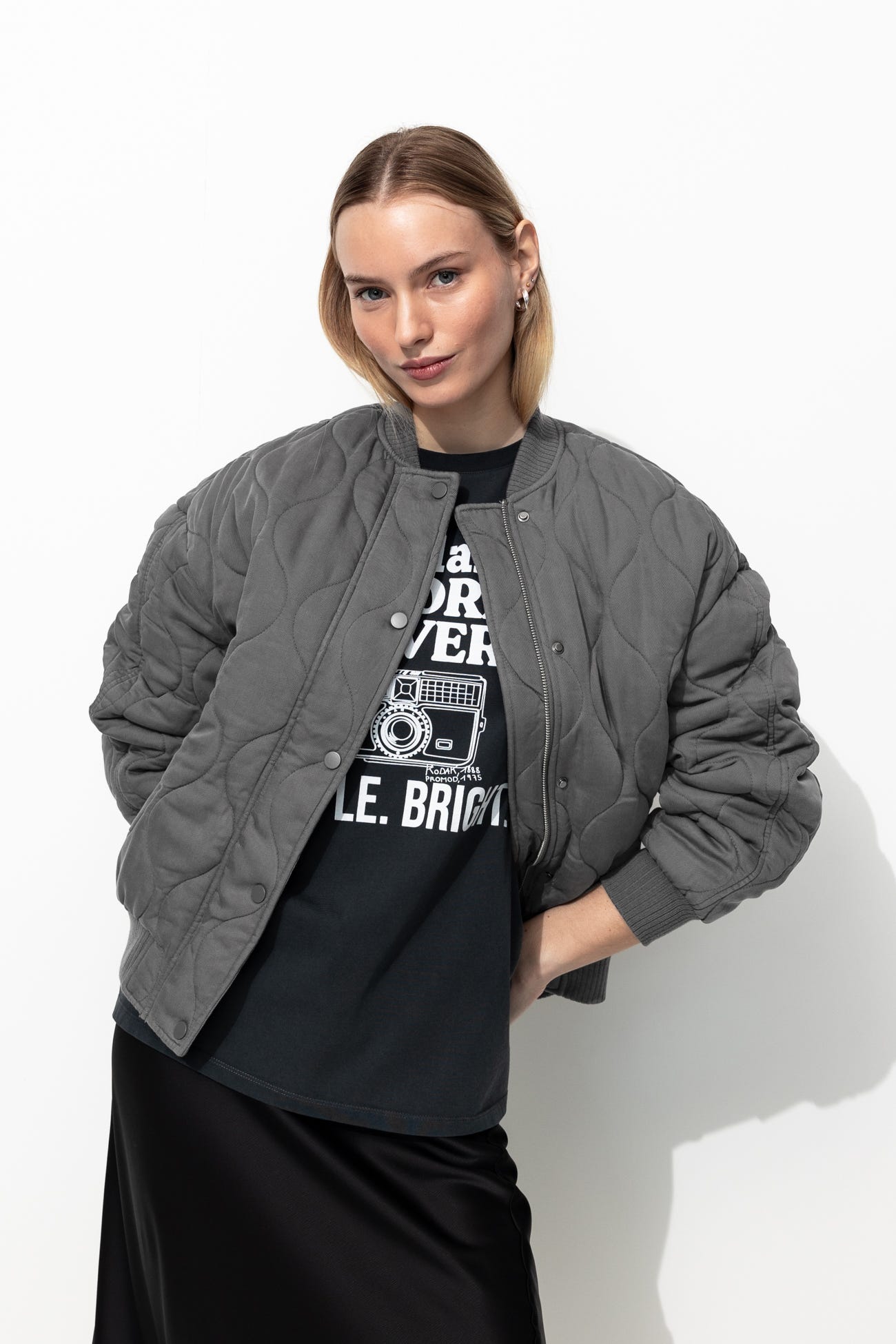 Padded lyocell bomber jacket