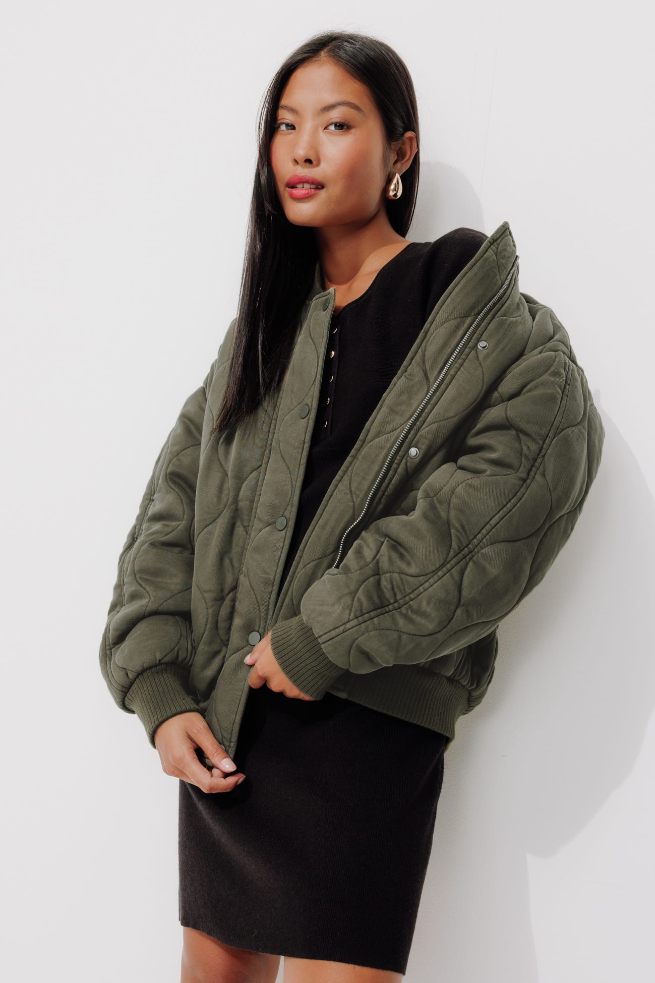 Padded lyocell bomber jacket
