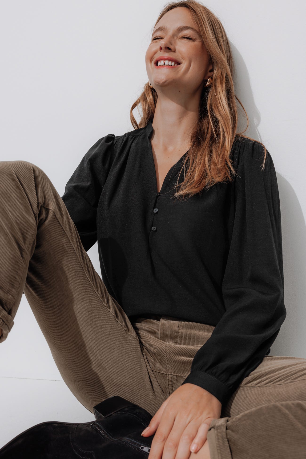 Blouse crinkle unie Femme