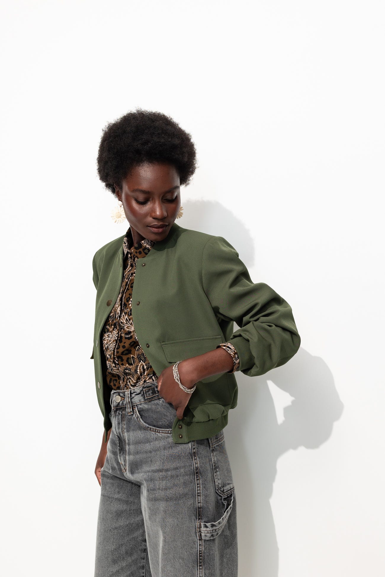 Bomber épaulé uni Femme