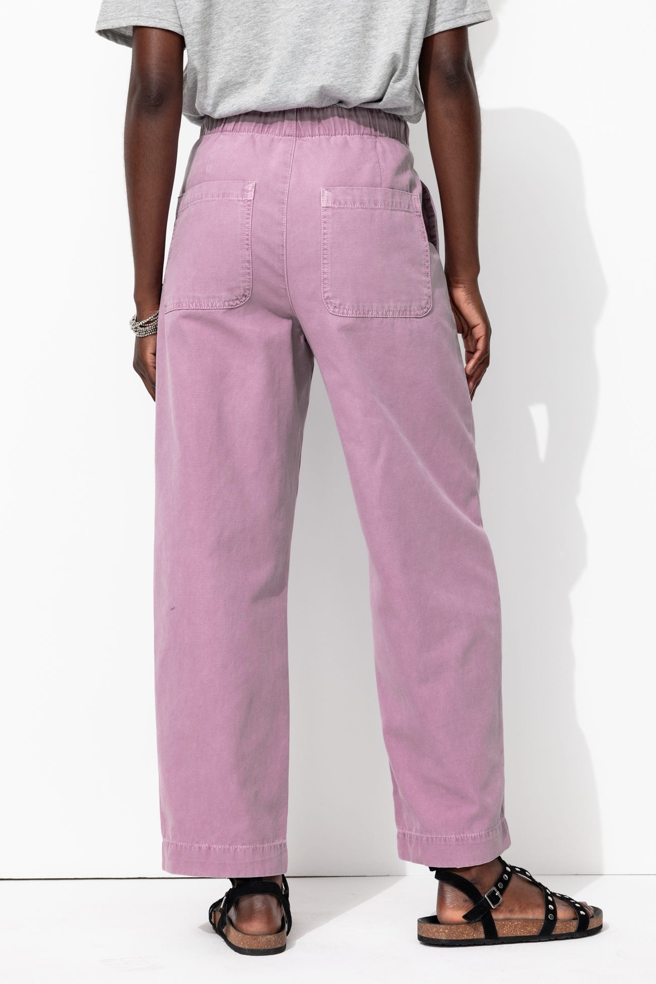 Canvas balloon-fit trousers