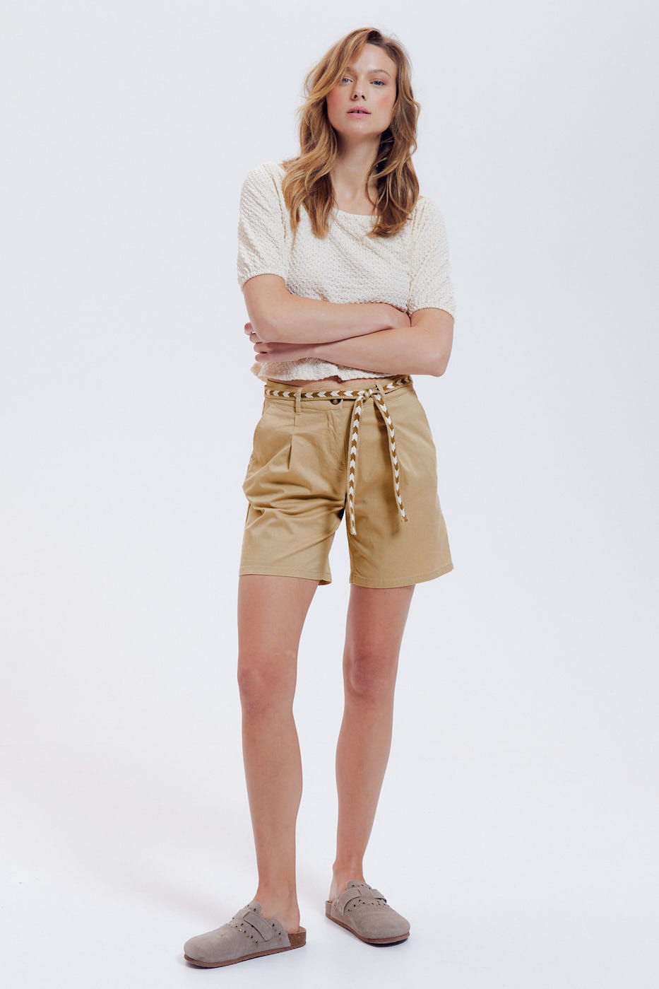 Pleat shorts belt
