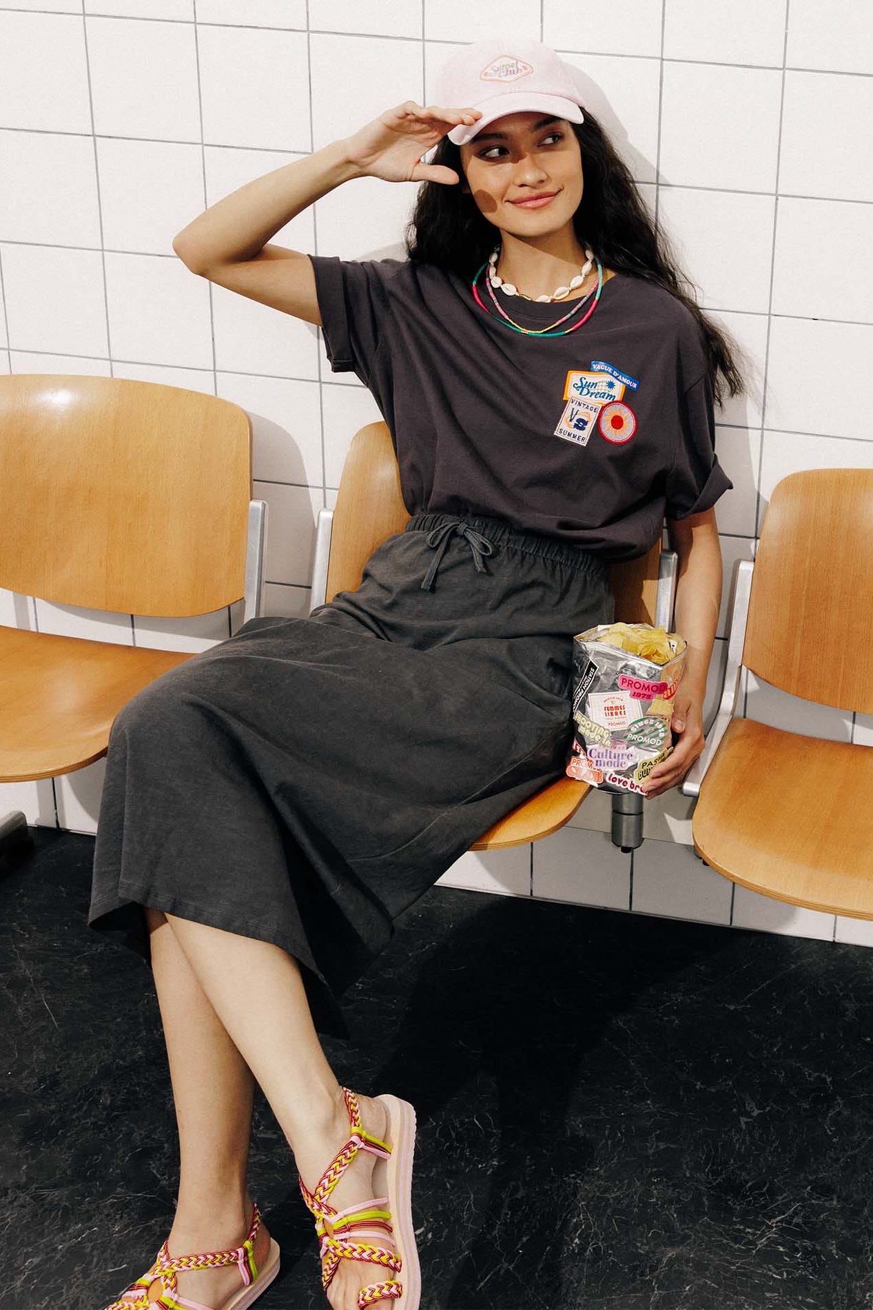 Falda midi punto
