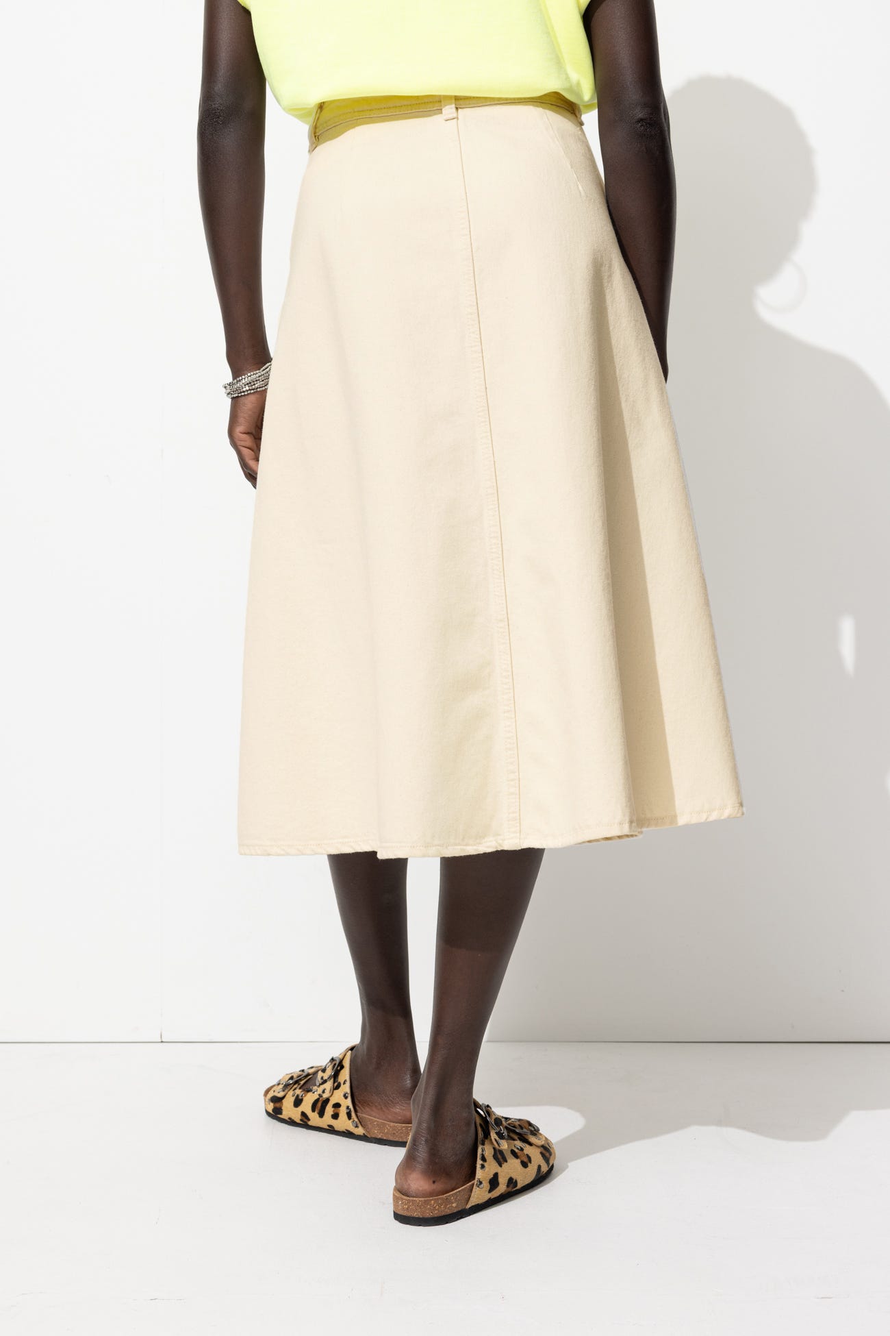 Jupe midi en toile Femme