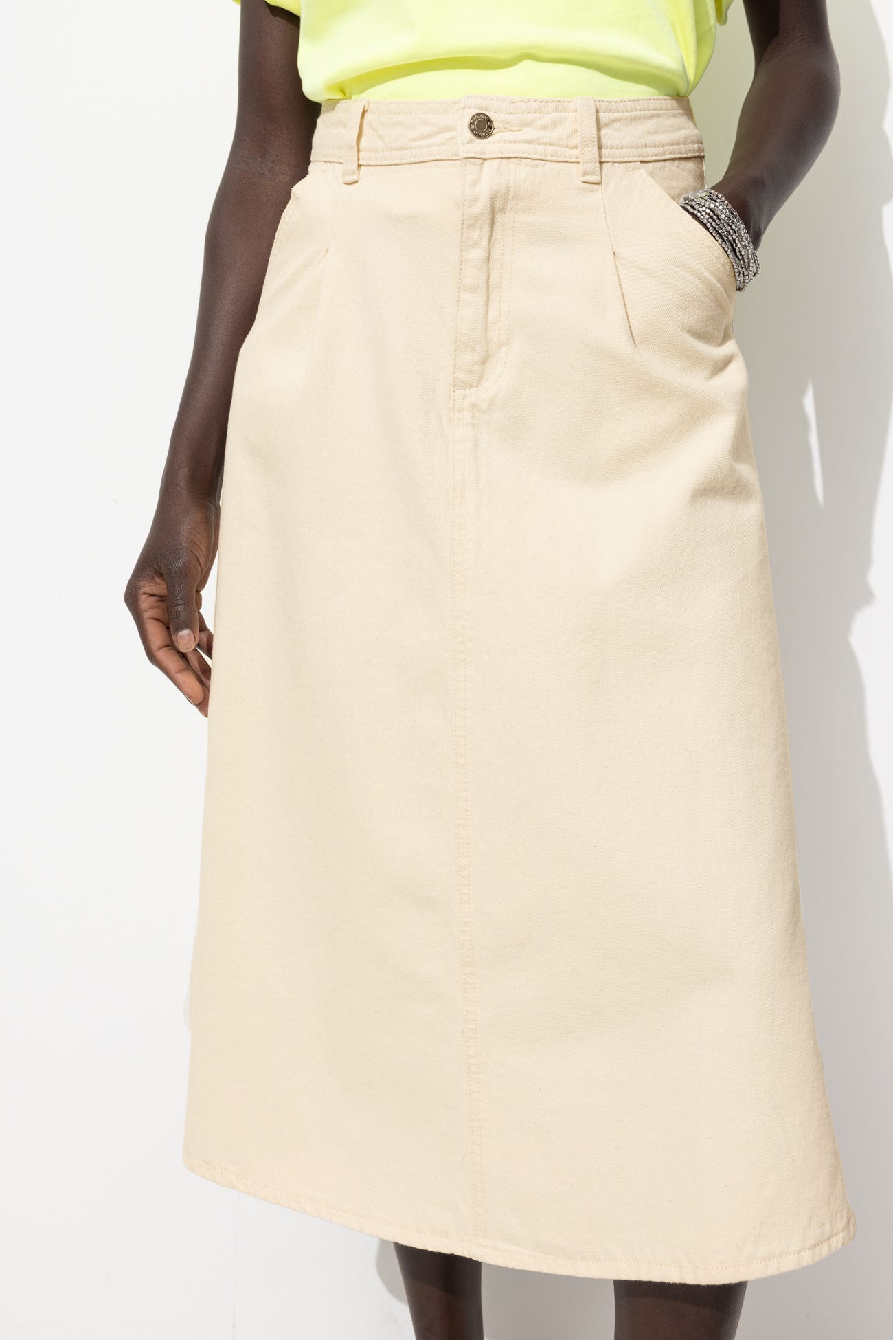 Jupe midi en toile Femme