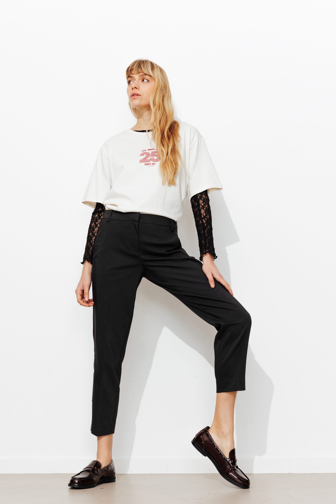 Pantalon cigarette uni Femme
