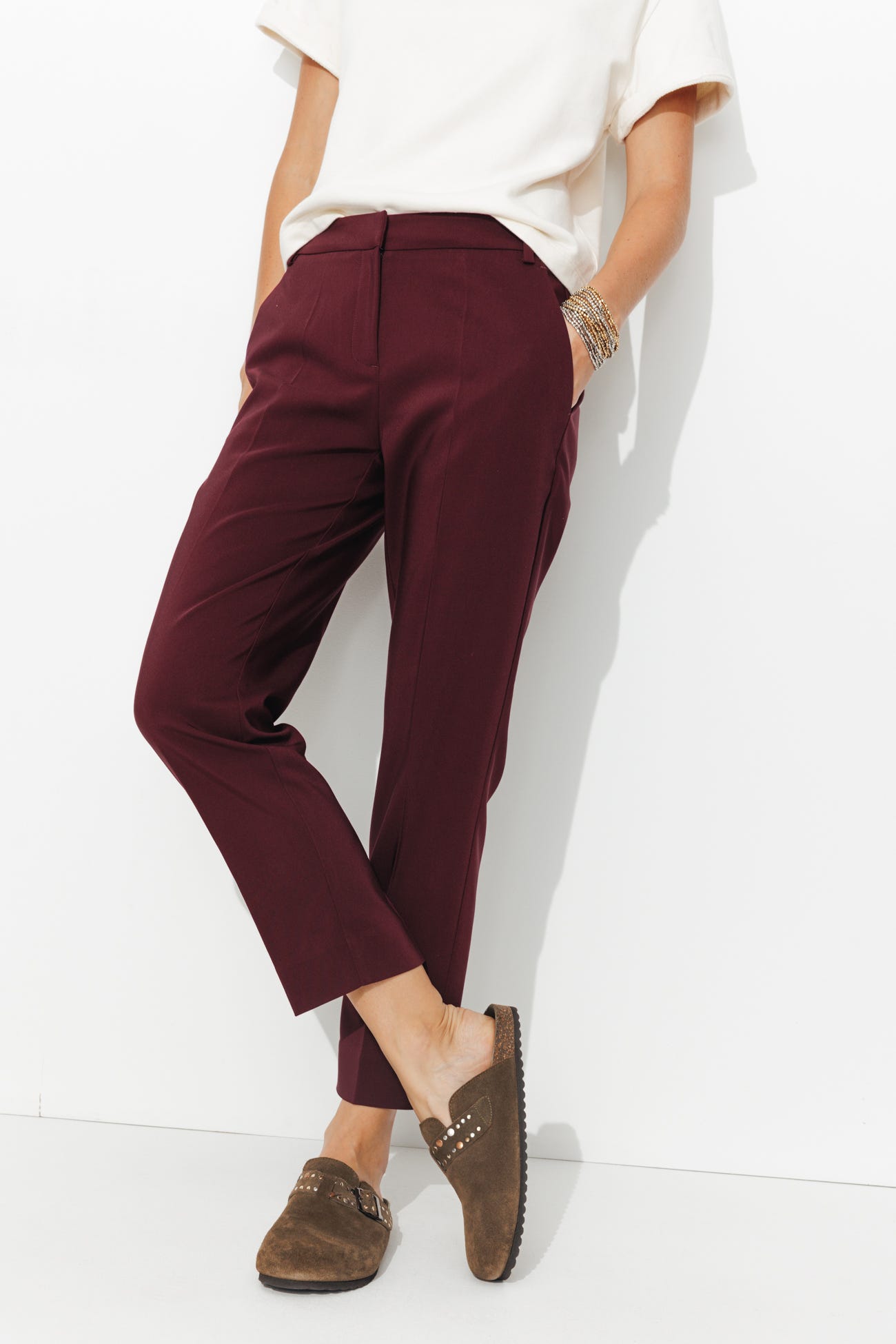 Pantalon cigarette uni Femme
