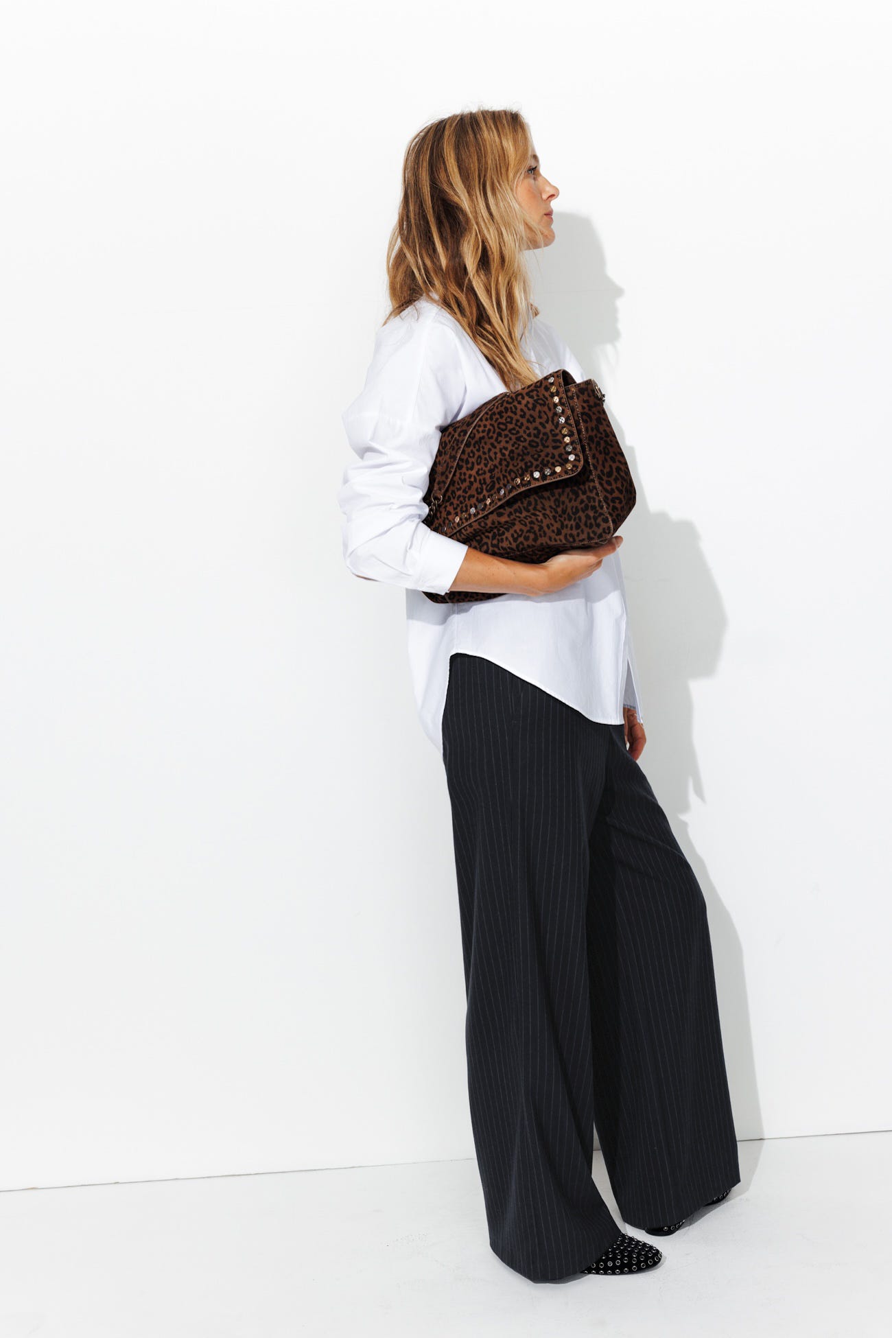 Pantalon large rayée Femme