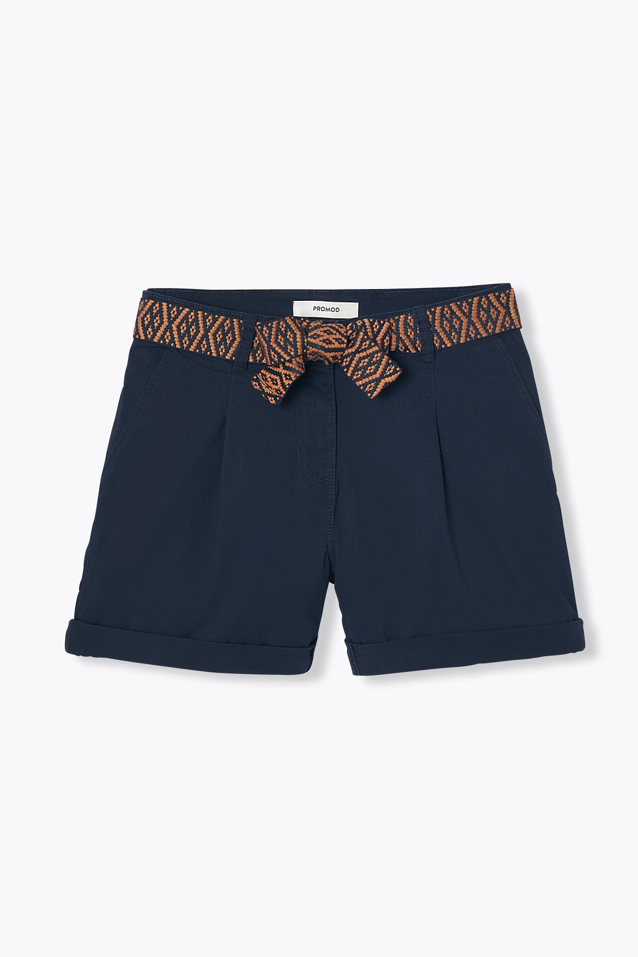 Belted pleat shorts - Navy blue