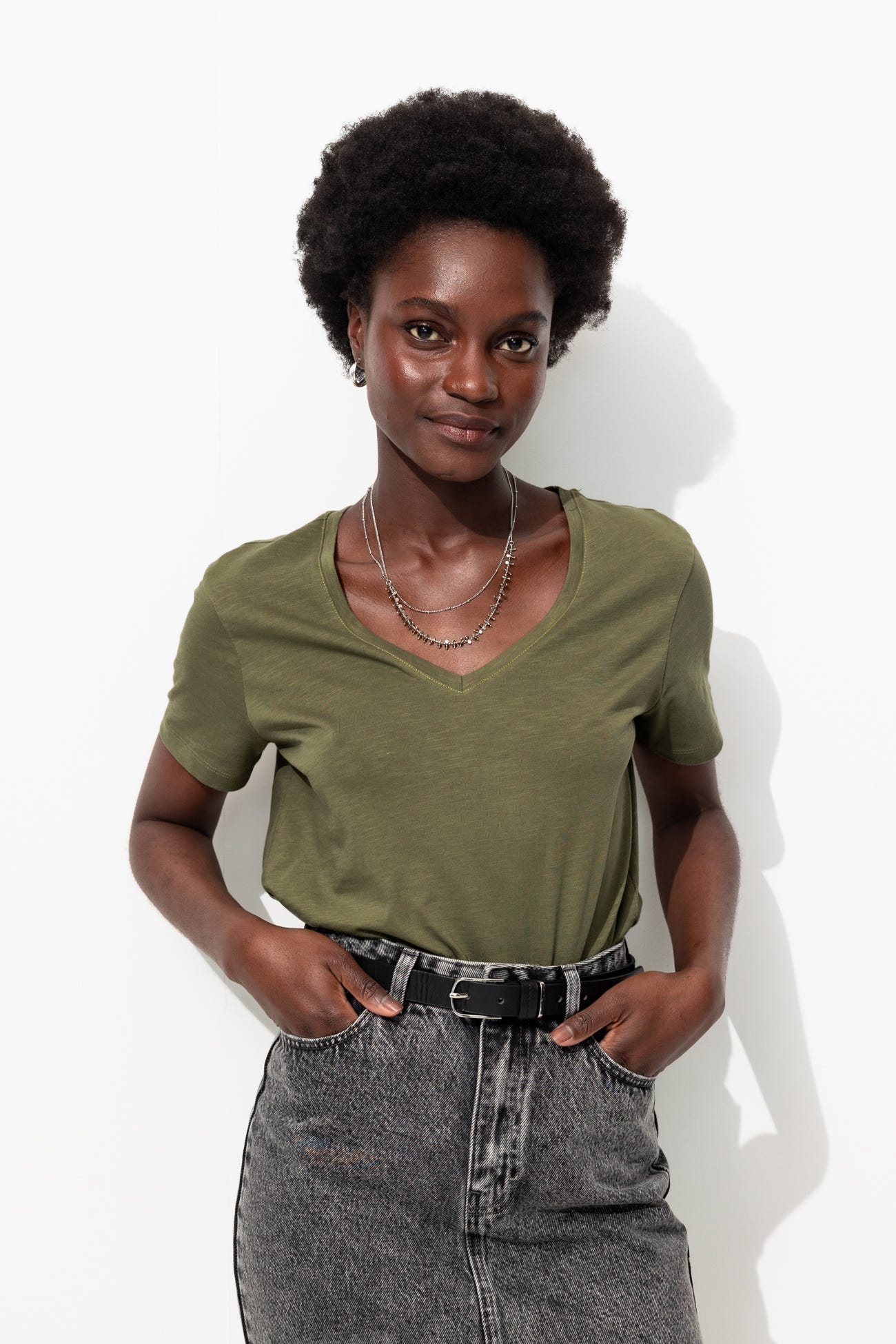 T-shirt col V Femme