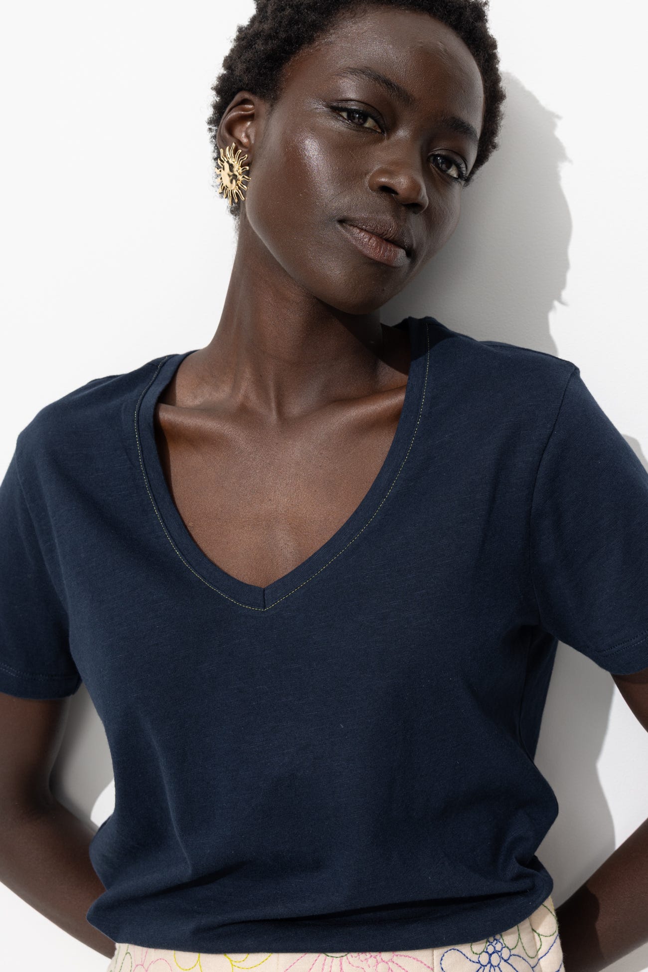 T-shirt col V Femme