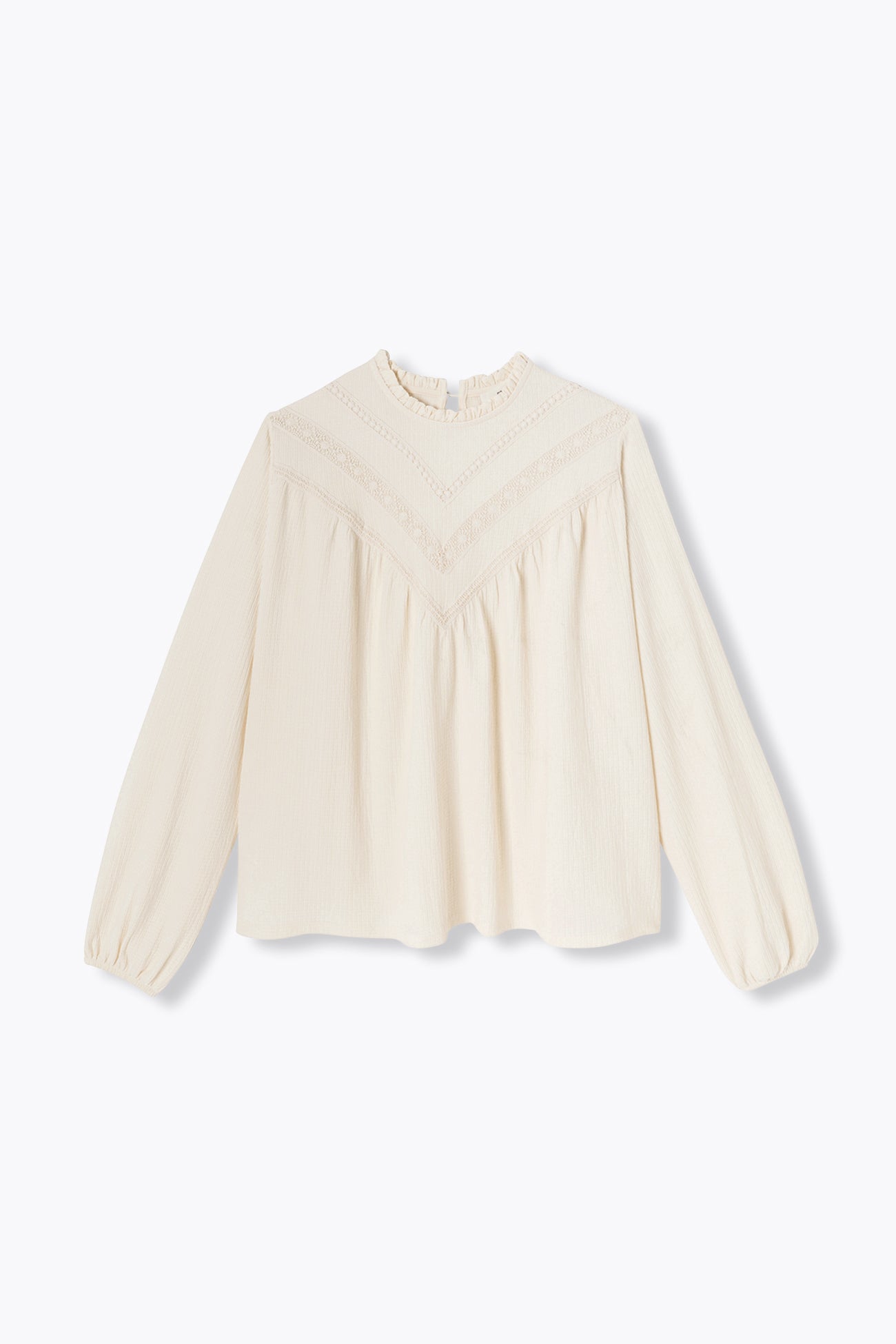 Blouse rétro détail crochet - Ecru
