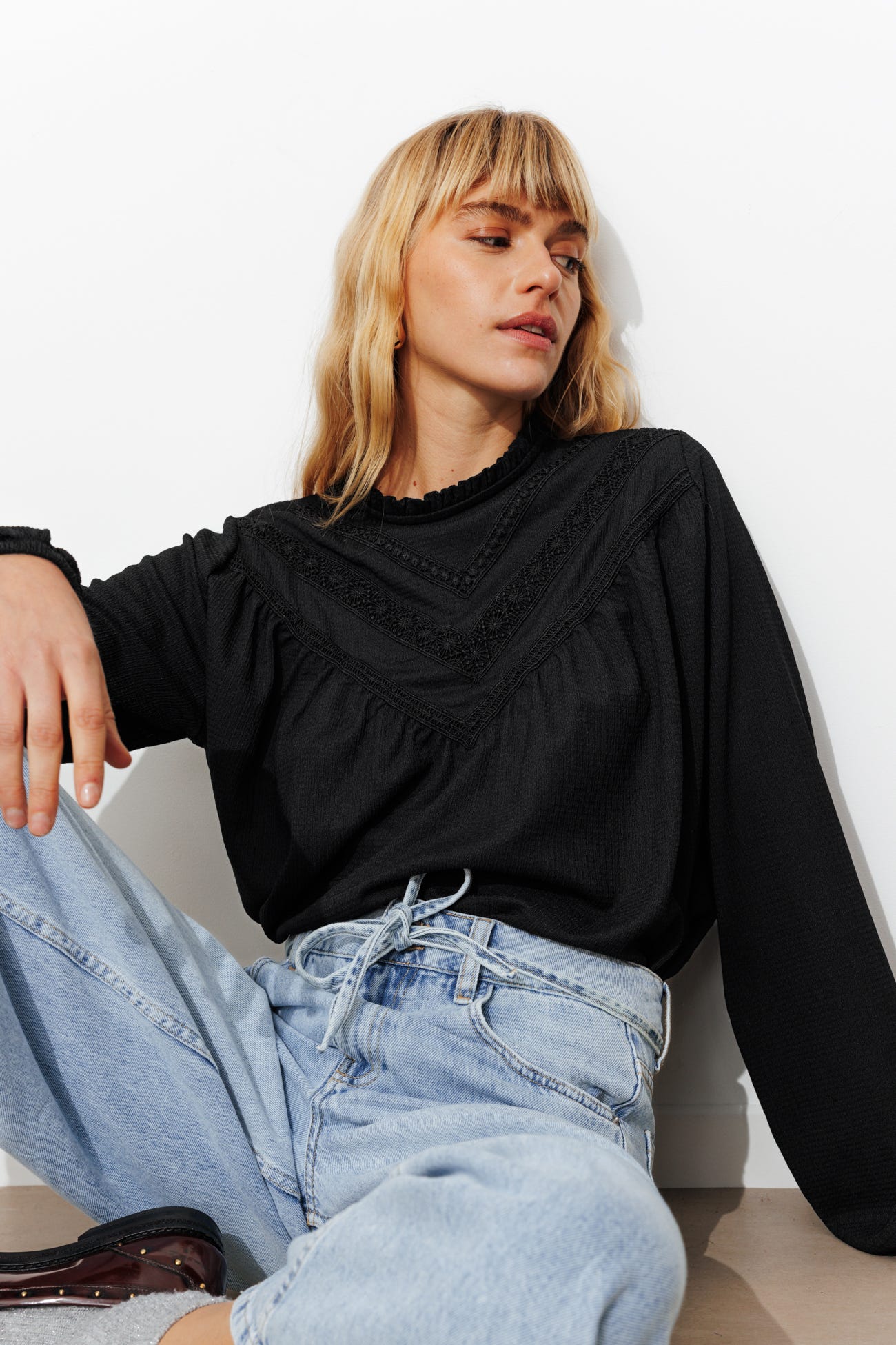 Blouse rétro détail crochet