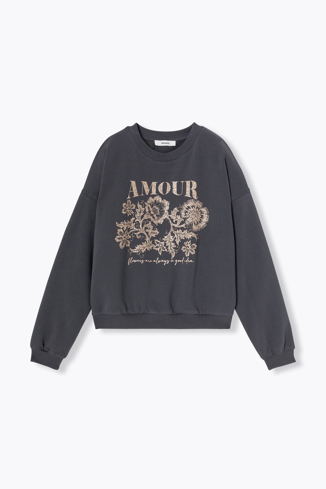 Sweat-shirt AMOUR paillettes Imprimé gris