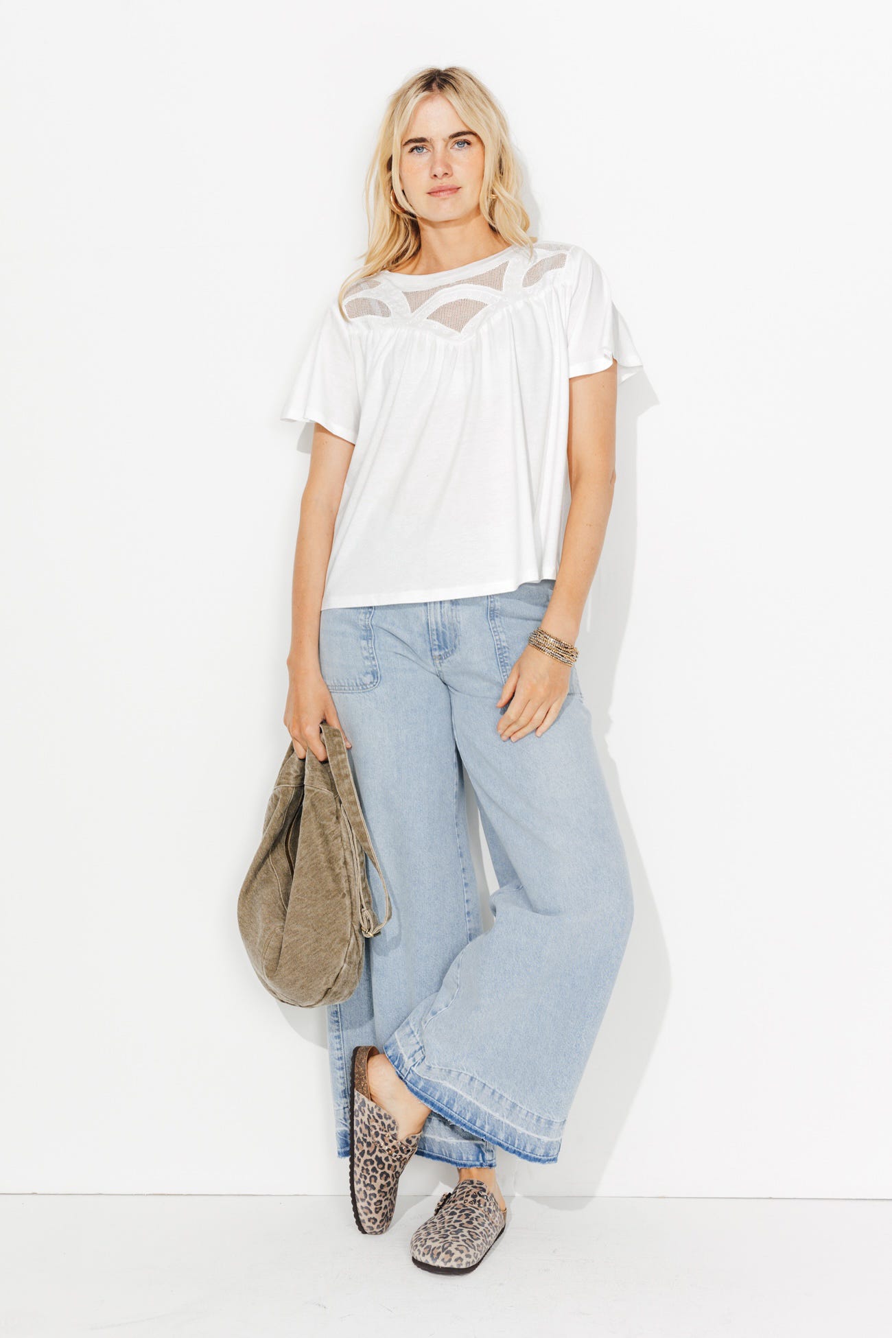 T-shirt détail résille Femme