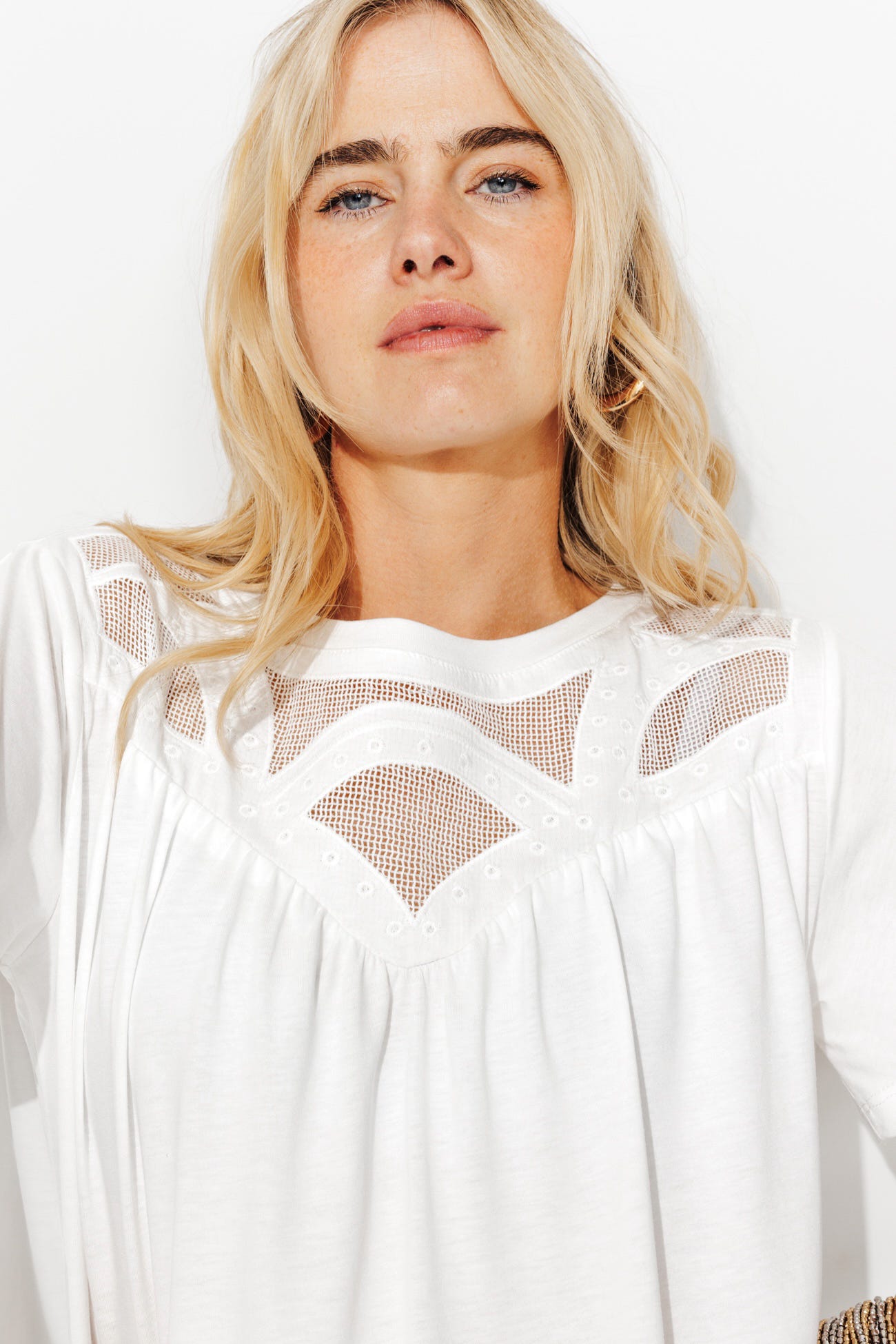 T-shirt détail résille Femme