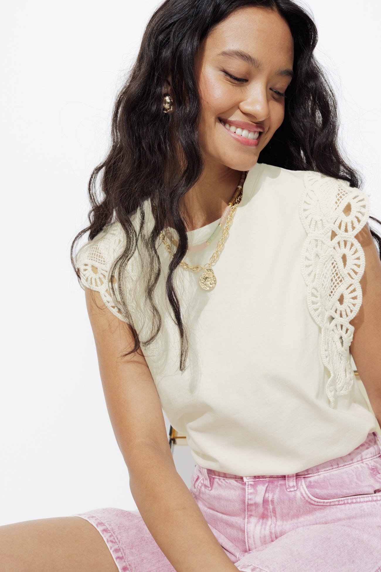 Macramé detail vest top
