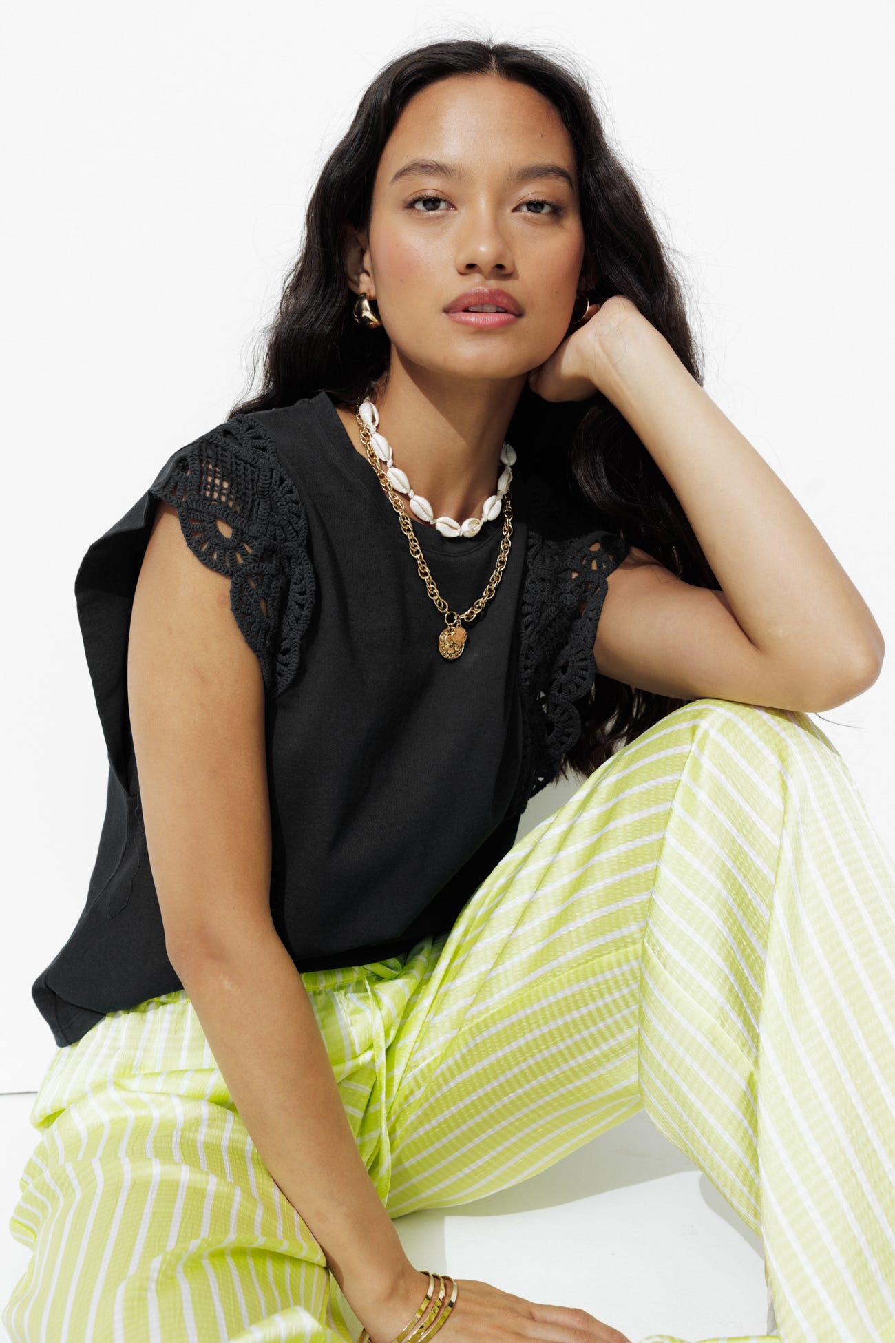 Macramé detail t-shirt