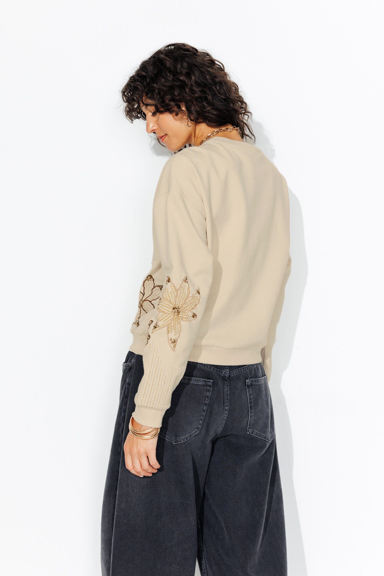 Sweat-shirt en molleton brodé