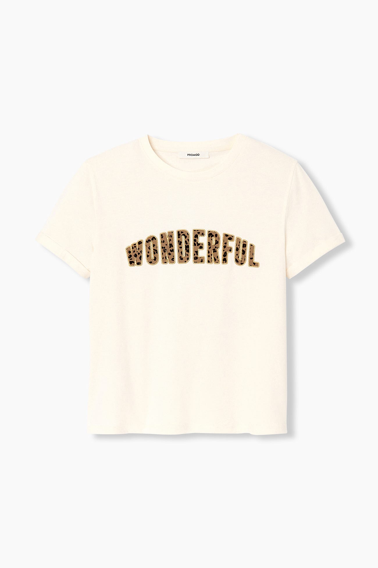 T-shirt con slogan leopardato