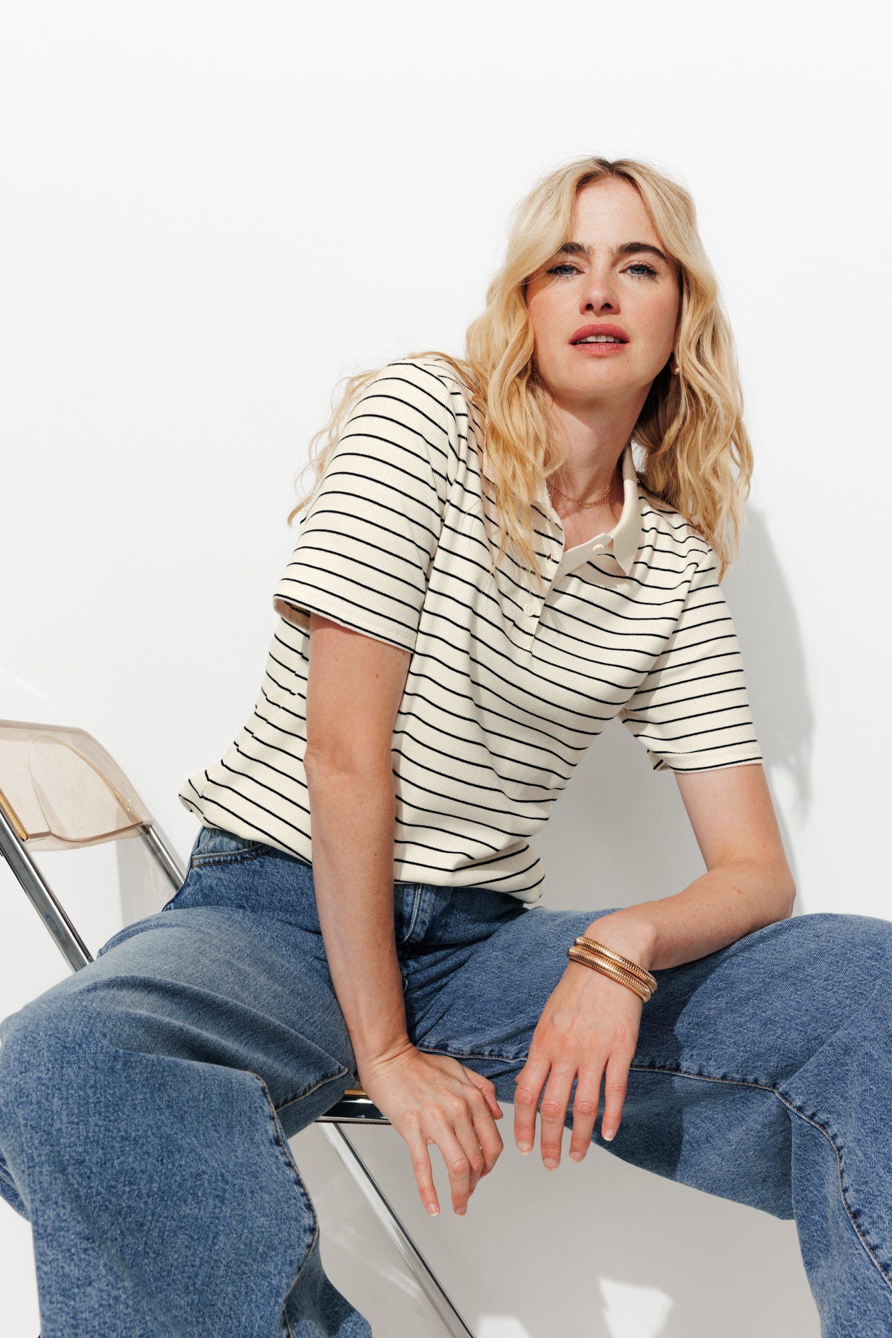 Polo de rayas canalé