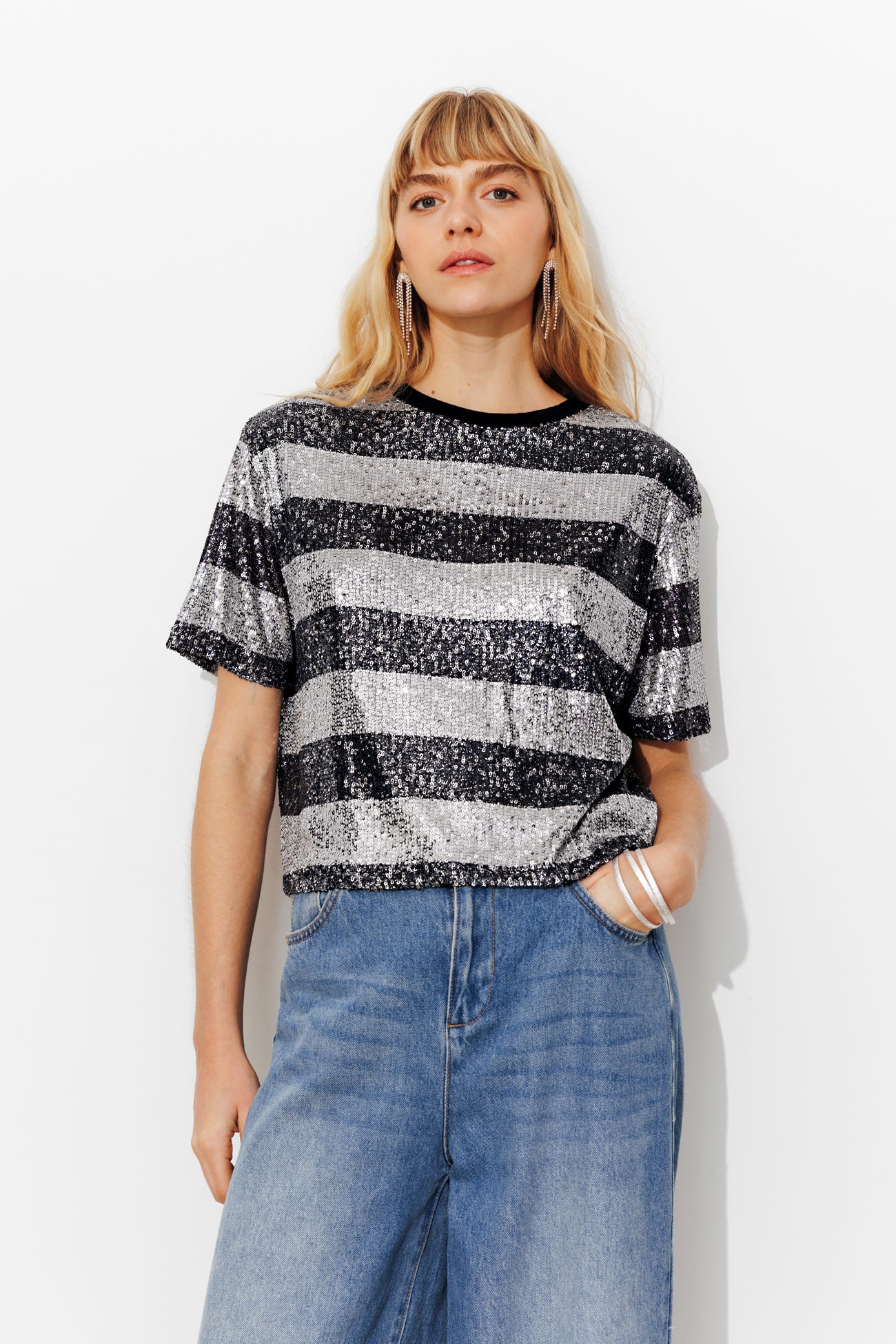 T-shirt à paillettes Femme