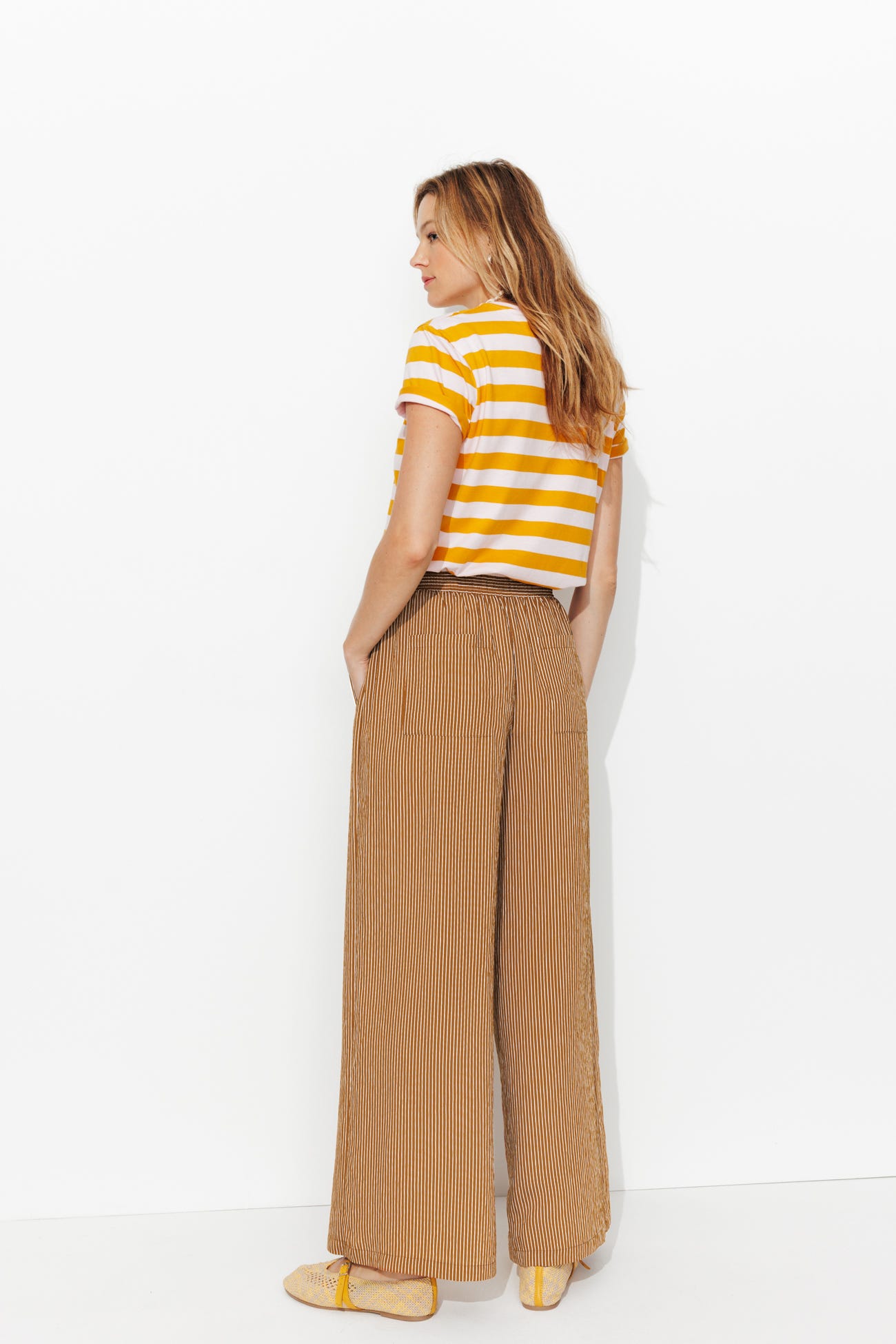 Pantalon large à rayures Femme