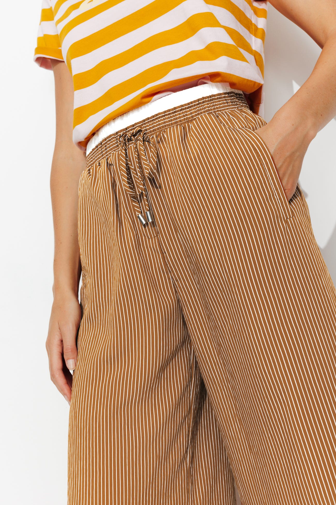 Pantalon large à rayures Femme