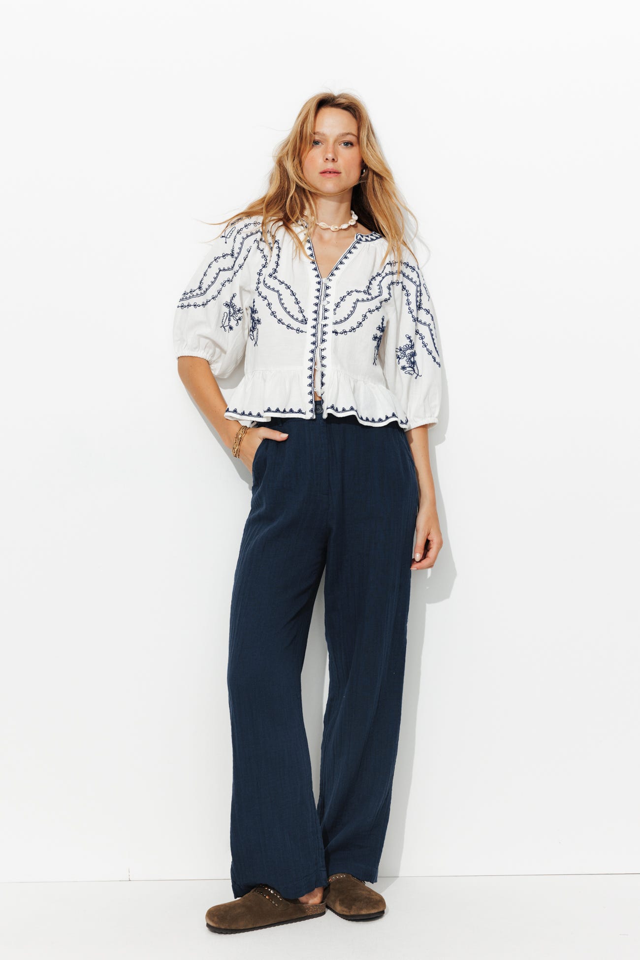Cotton gauze trousers