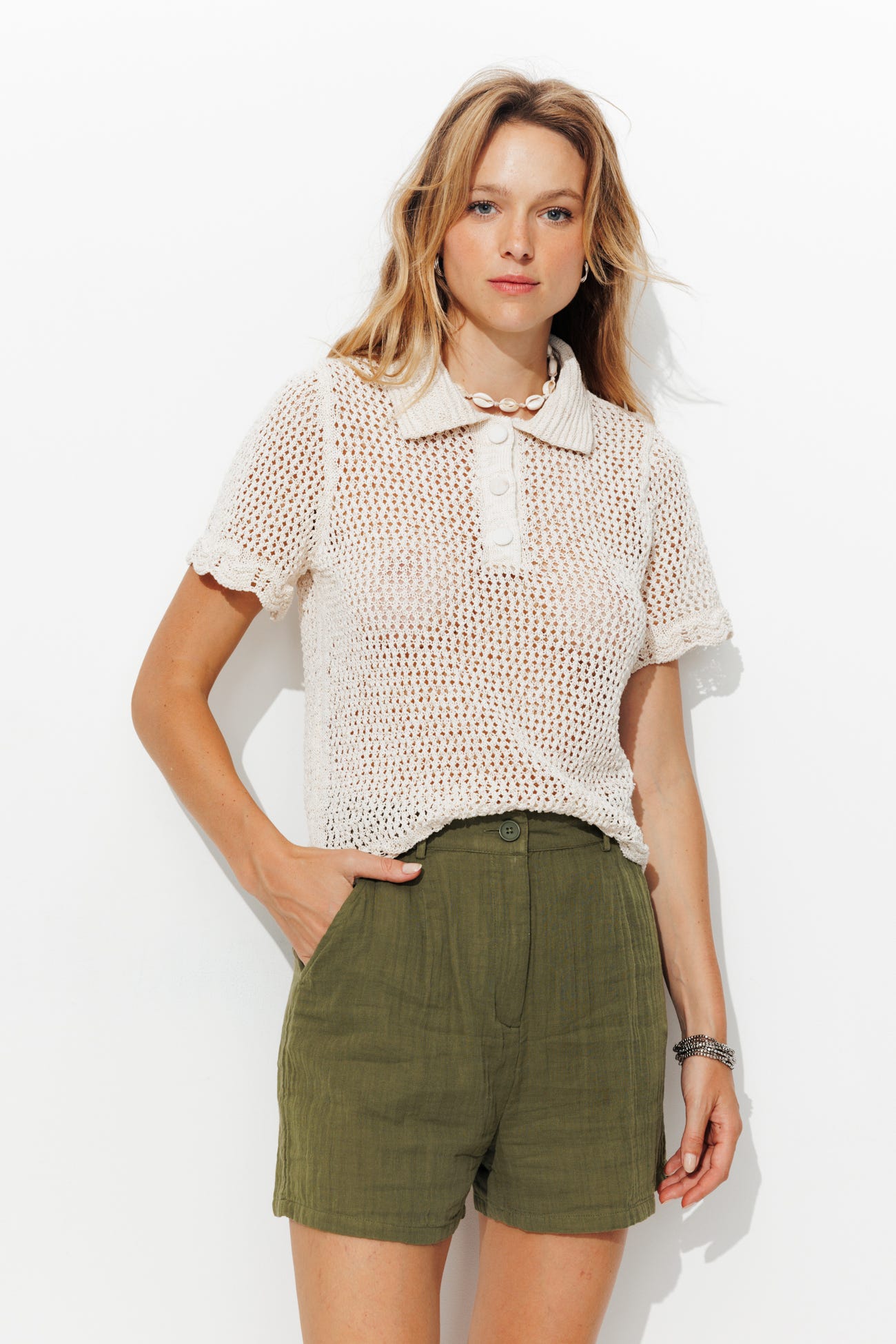 Cotton gauze shorts