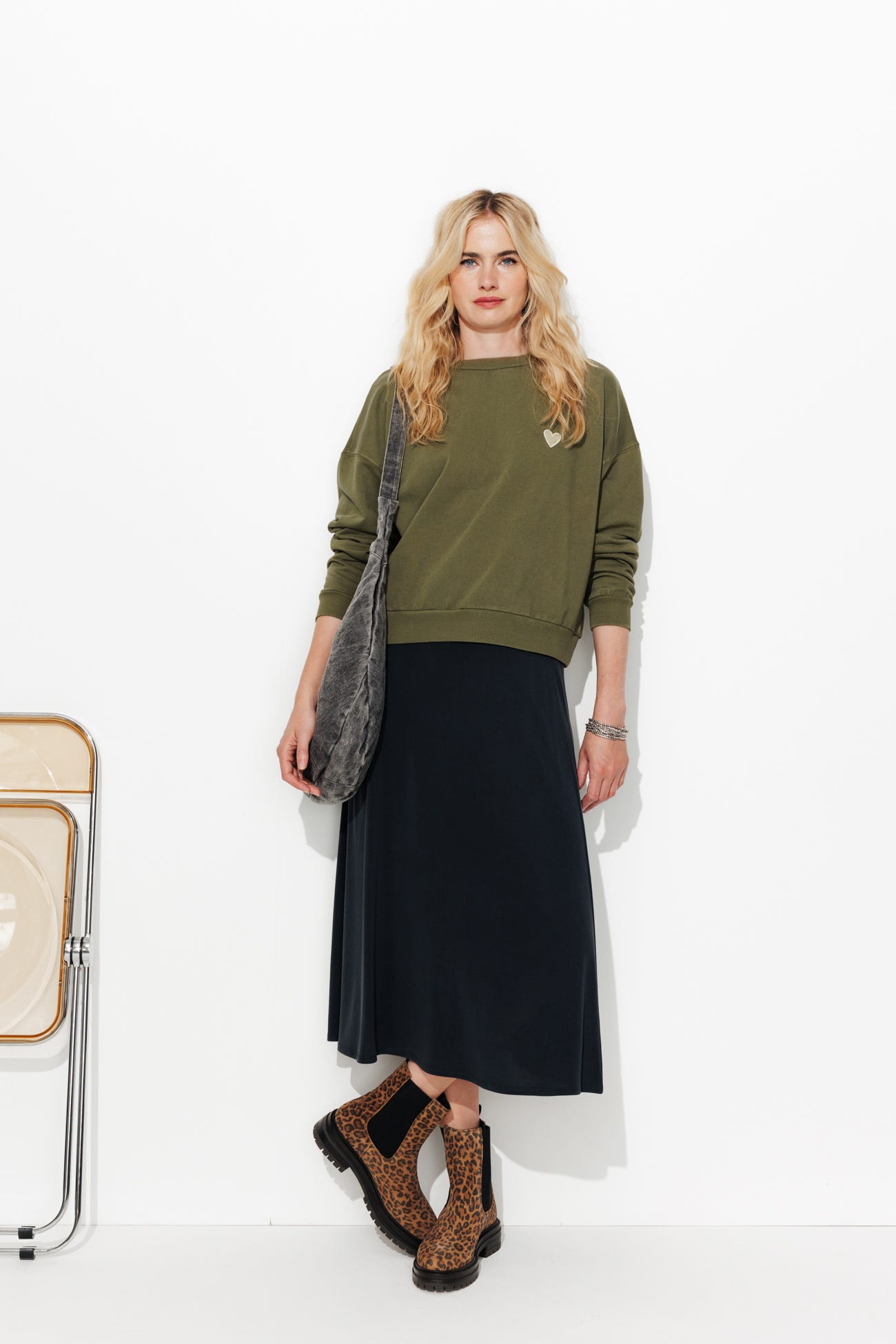 Sweat-shirt coeur brodé Femme