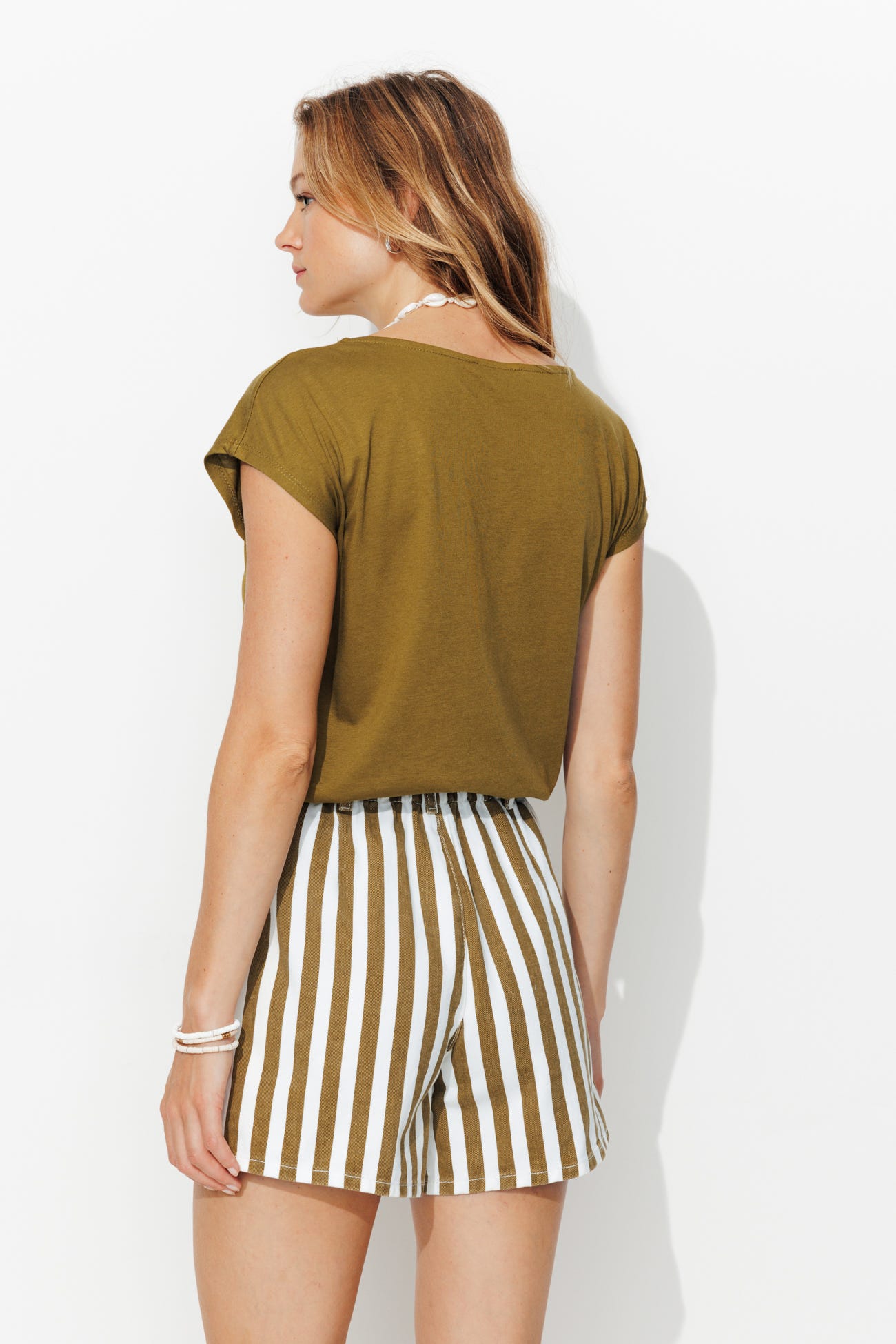 T-shirt col V uni Femme