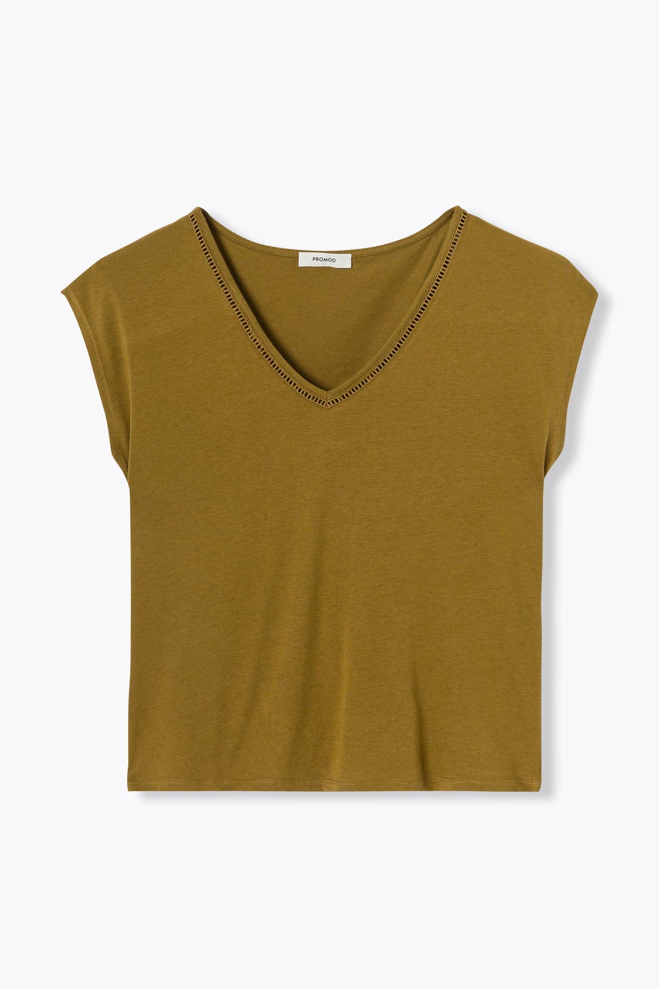 T-shirt col V uni Femme