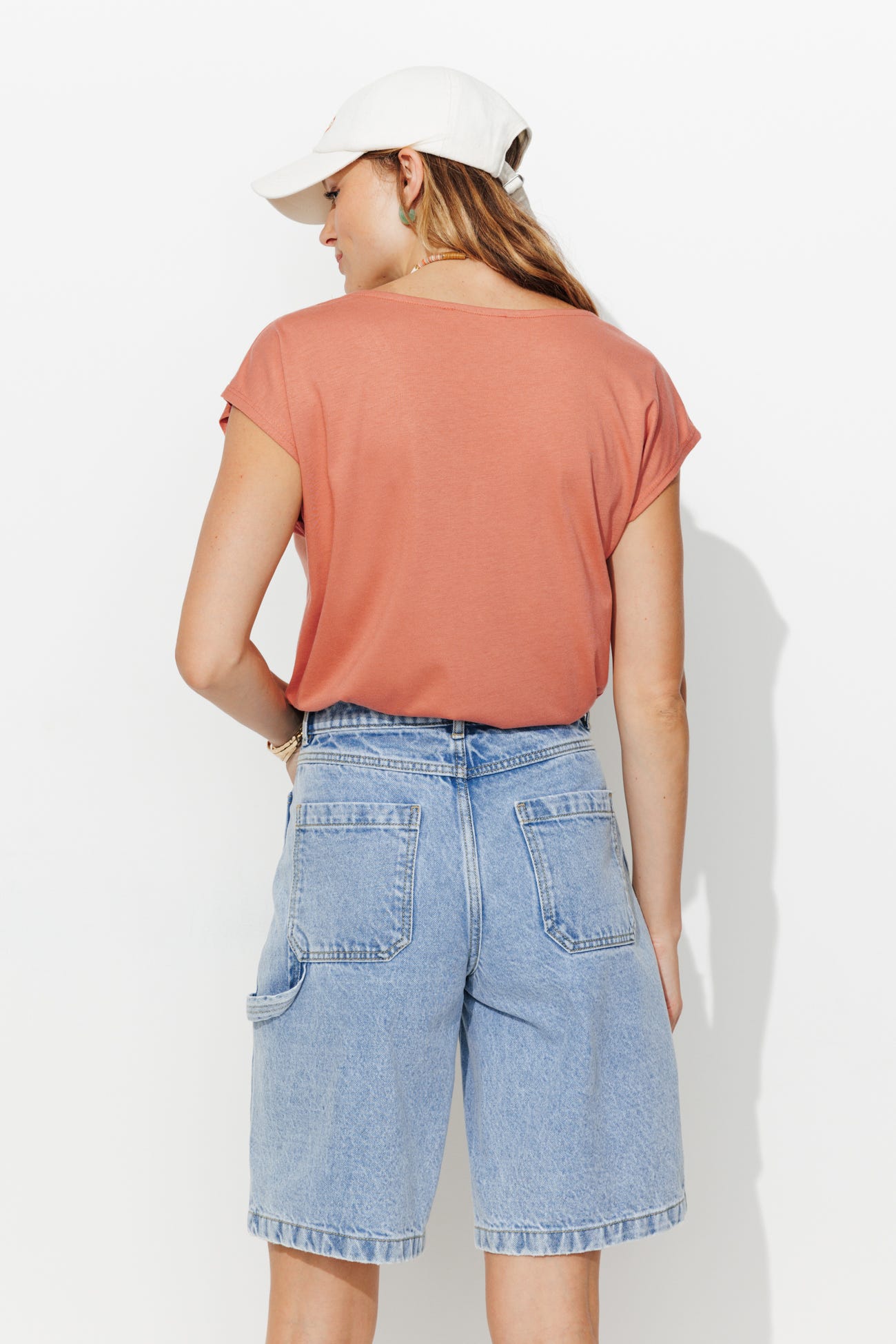 T-shirt col V uni Femme