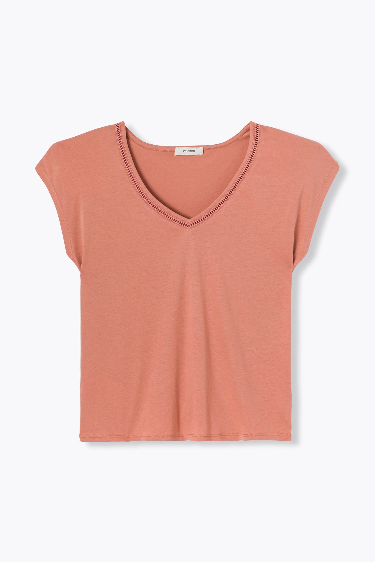 T-shirt col V uni Femme