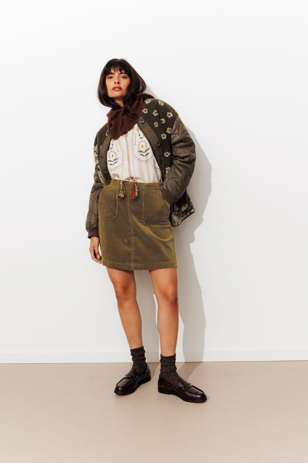 Short corduroy skirt