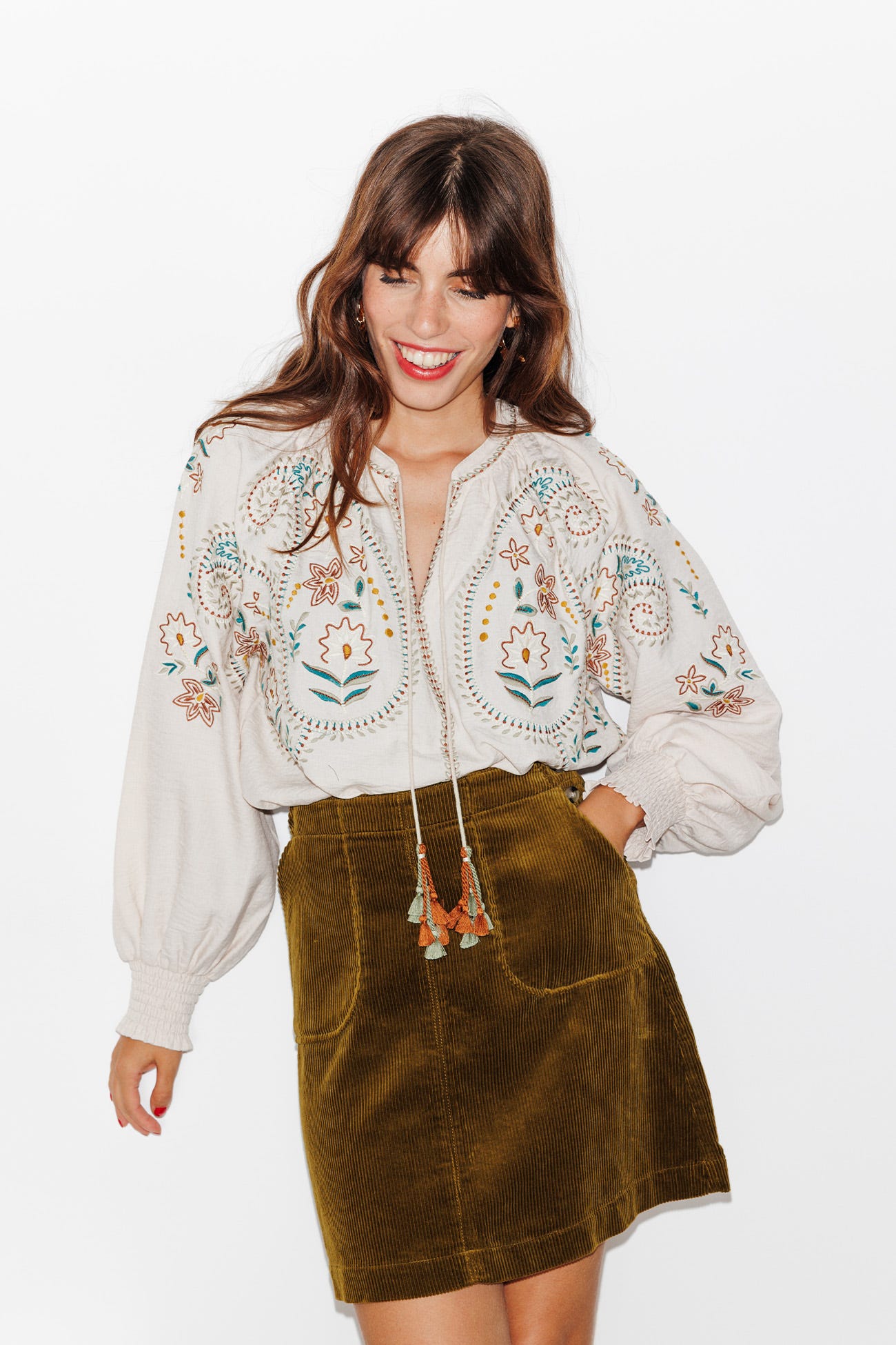 Gonna corta in velluto a coste