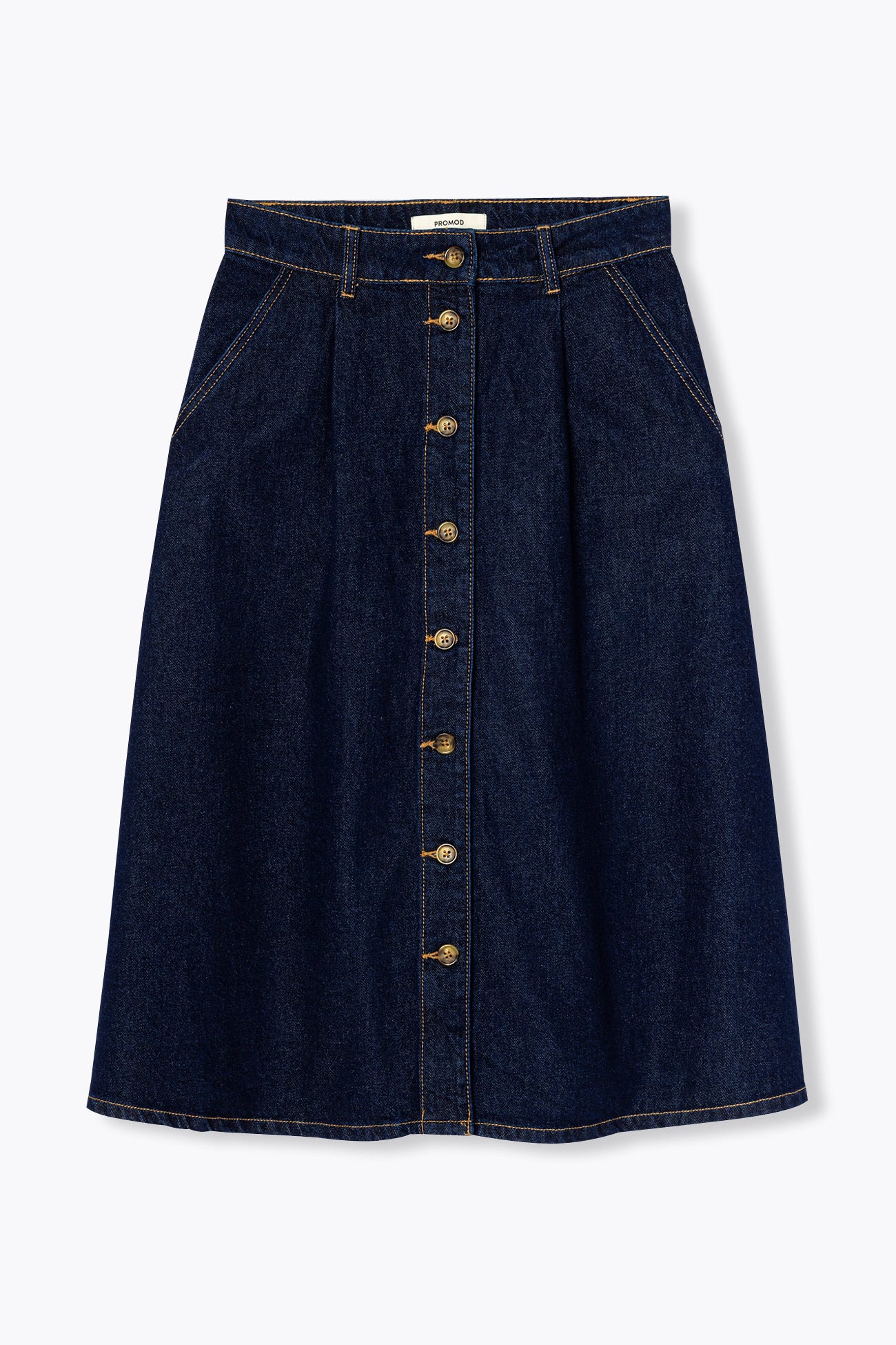 Denim flared midi skirt