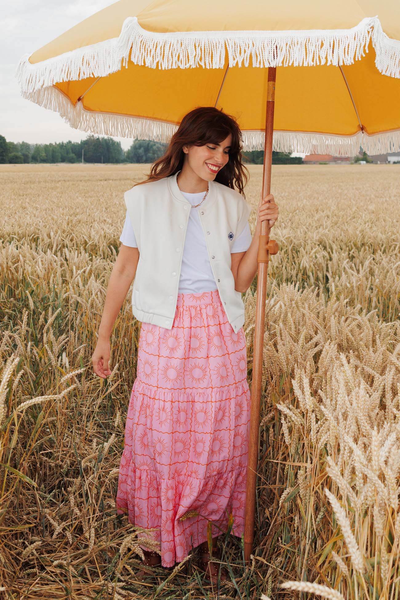 Embroidered cotton skirt