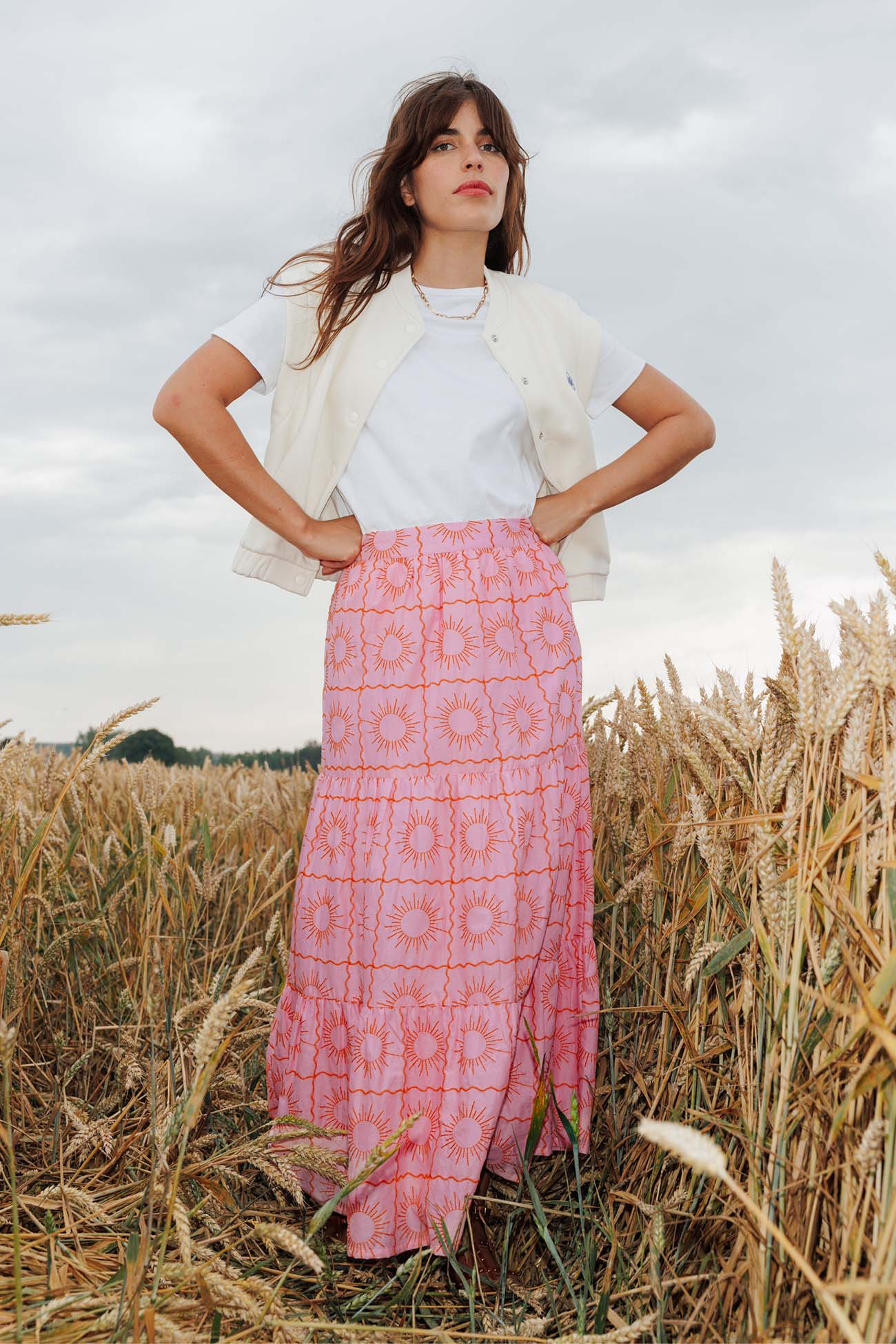 Embroidered cotton skirt