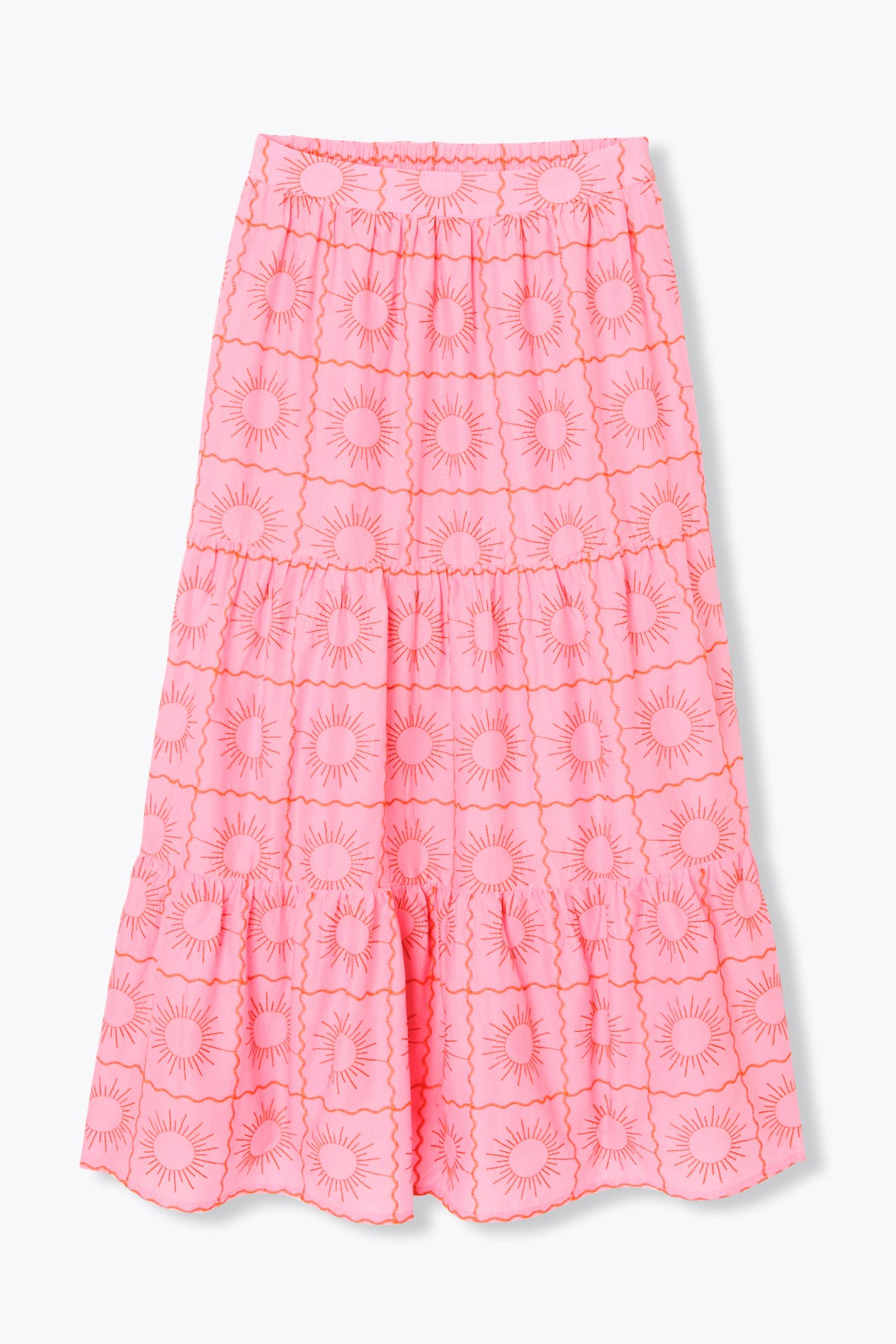 Gonna lunga in cotone ricamato