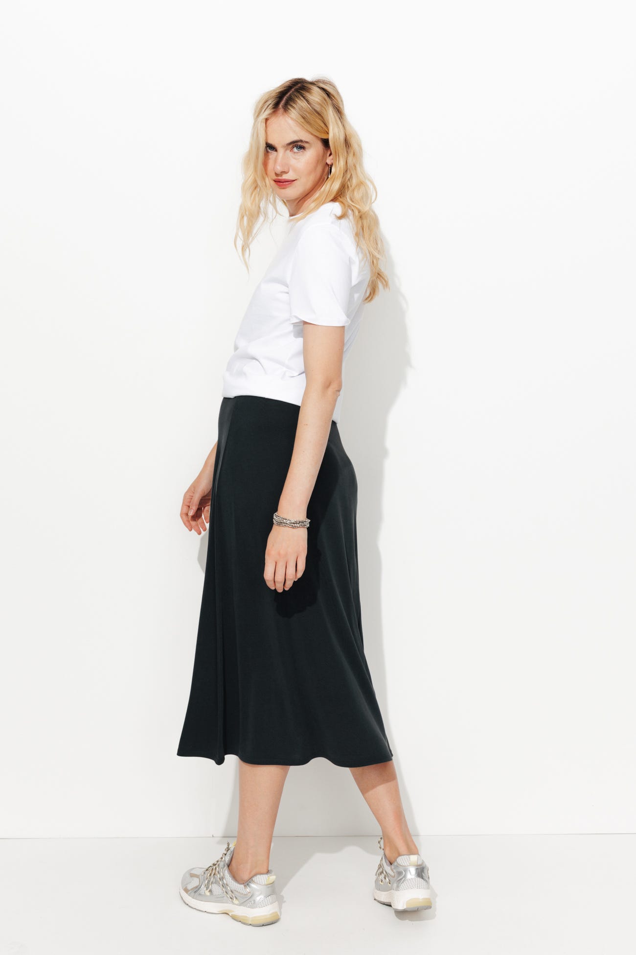 Jupe midi unie Femme
