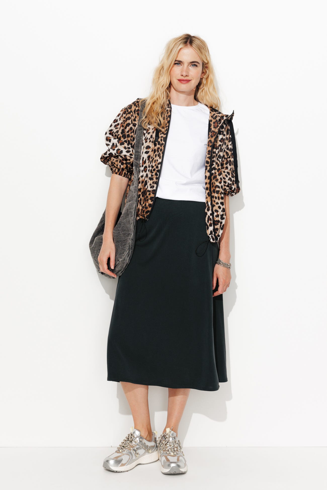 Jupe midi unie Femme