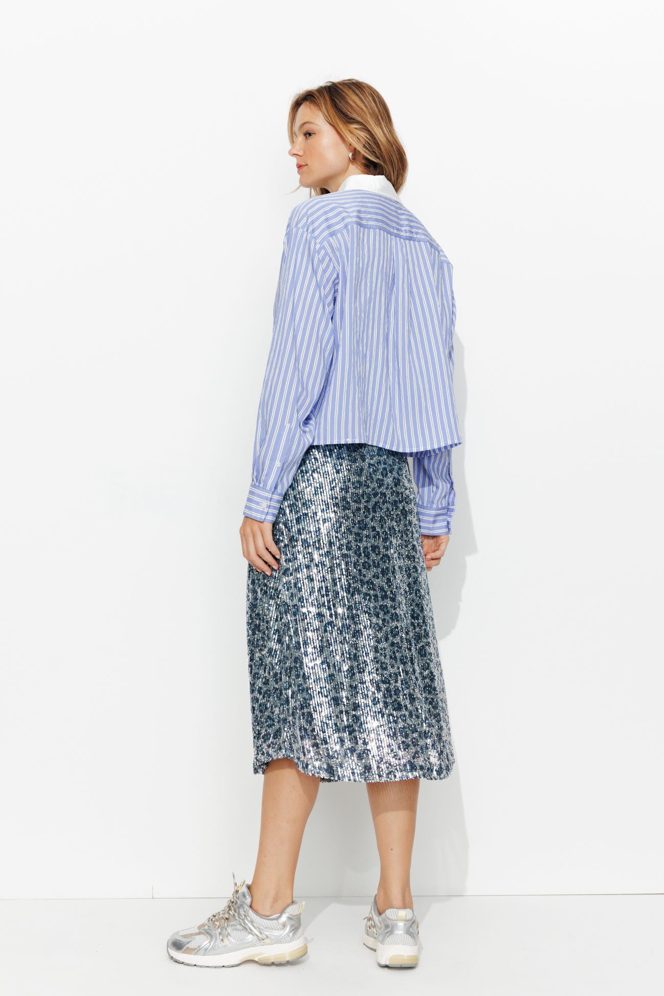 Jupe midi léopard paillettes