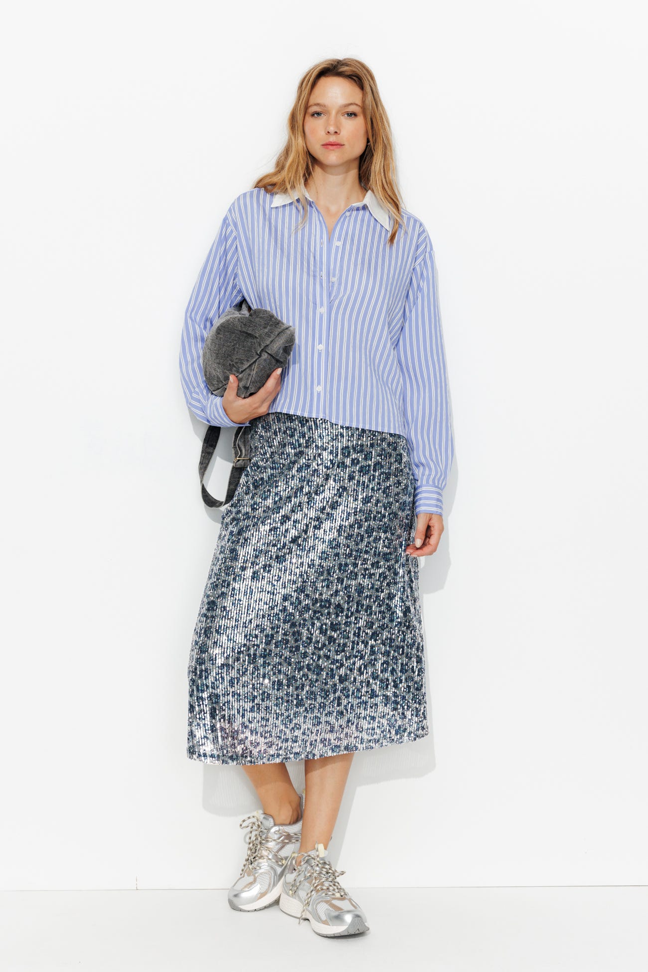 Jupe midi léopard paillettes