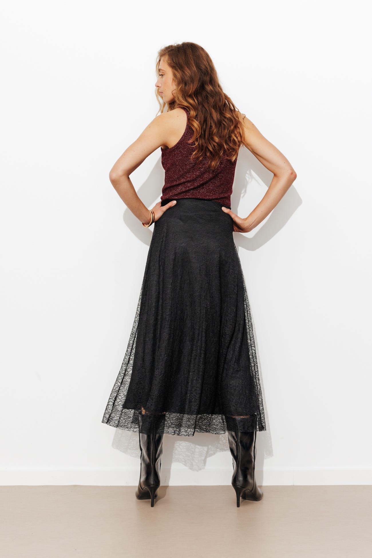 Flared lace skirt