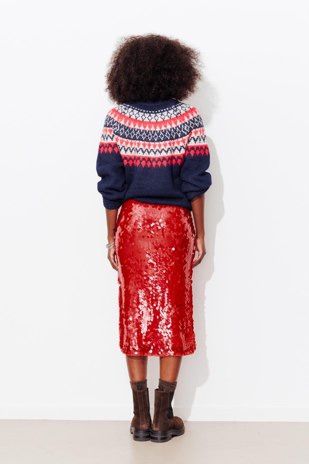 Jupe midi à paillettes Femme