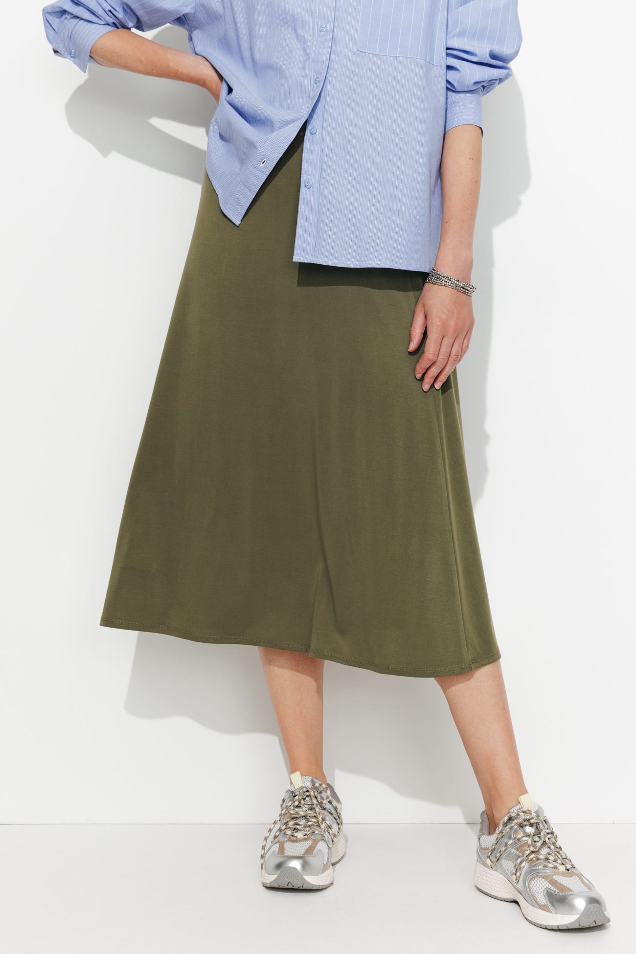 Jupe midi unie Femme
